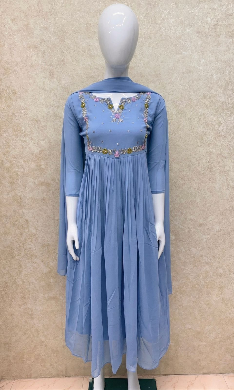 Maggam work Georgette Anarkali