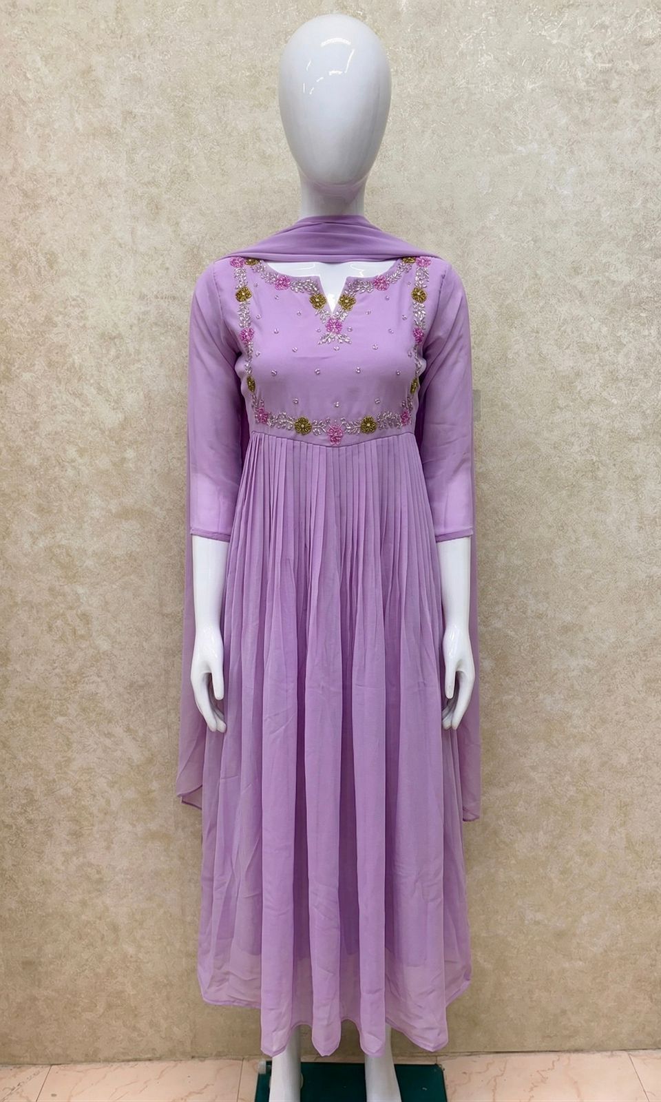 Maggam work Georgette Anarkali