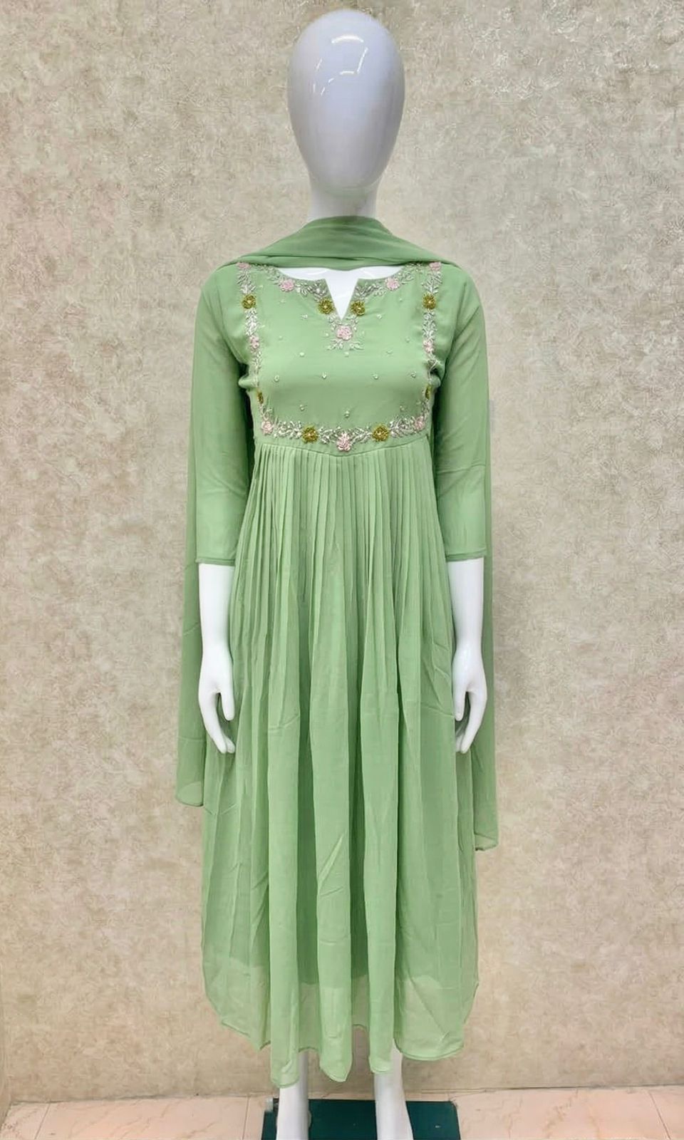Maggam work Georgette Anarkali