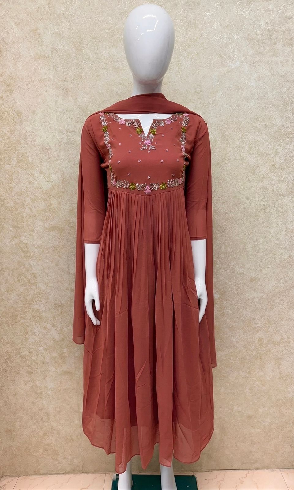 Maggam work Georgette Anarkali