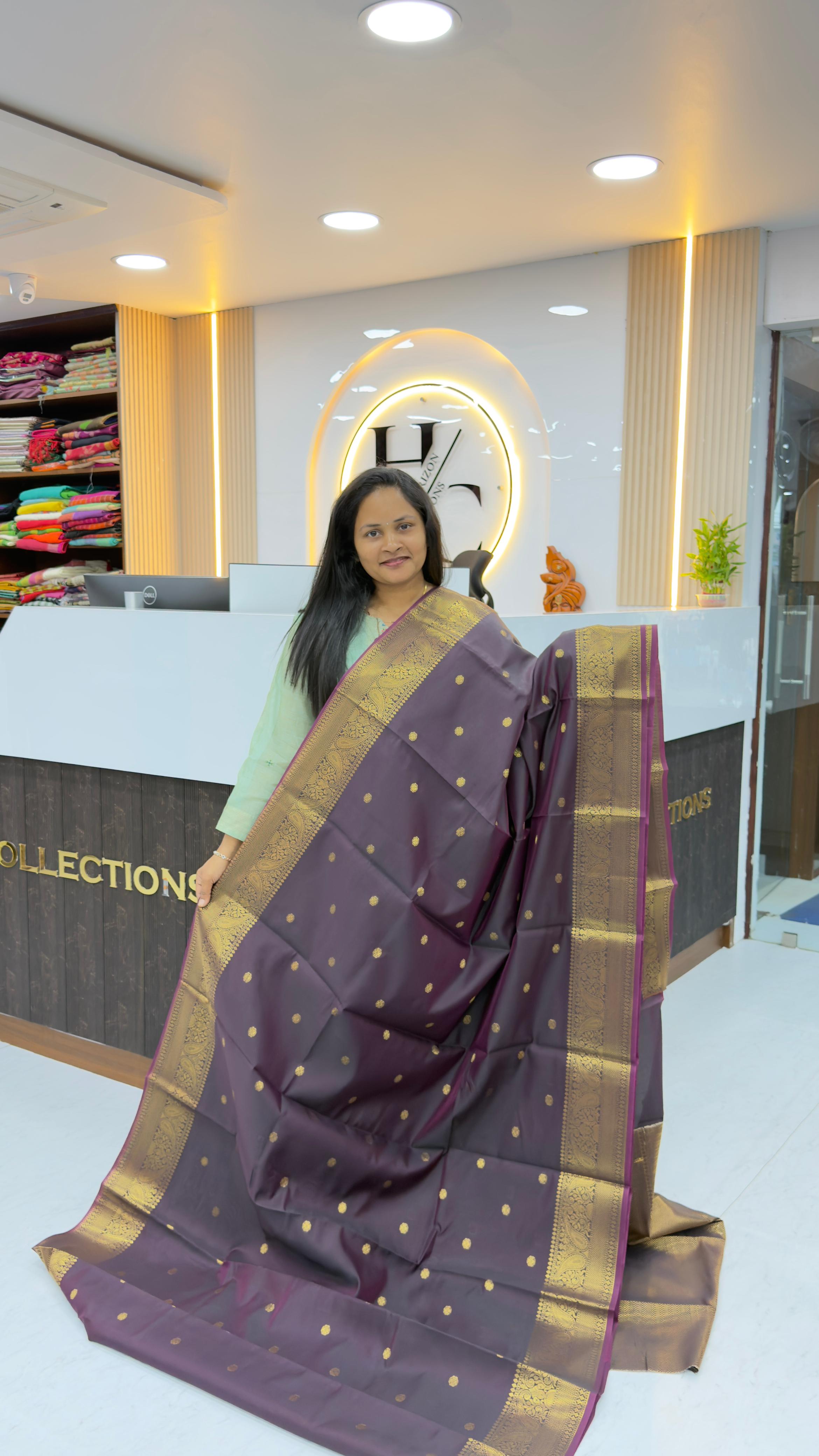 Dark wine soft silk saree