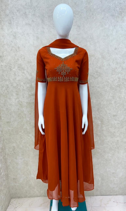 Georgette maggam work Anarkalis