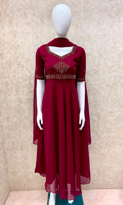 Georgette maggam work Anarkalis
