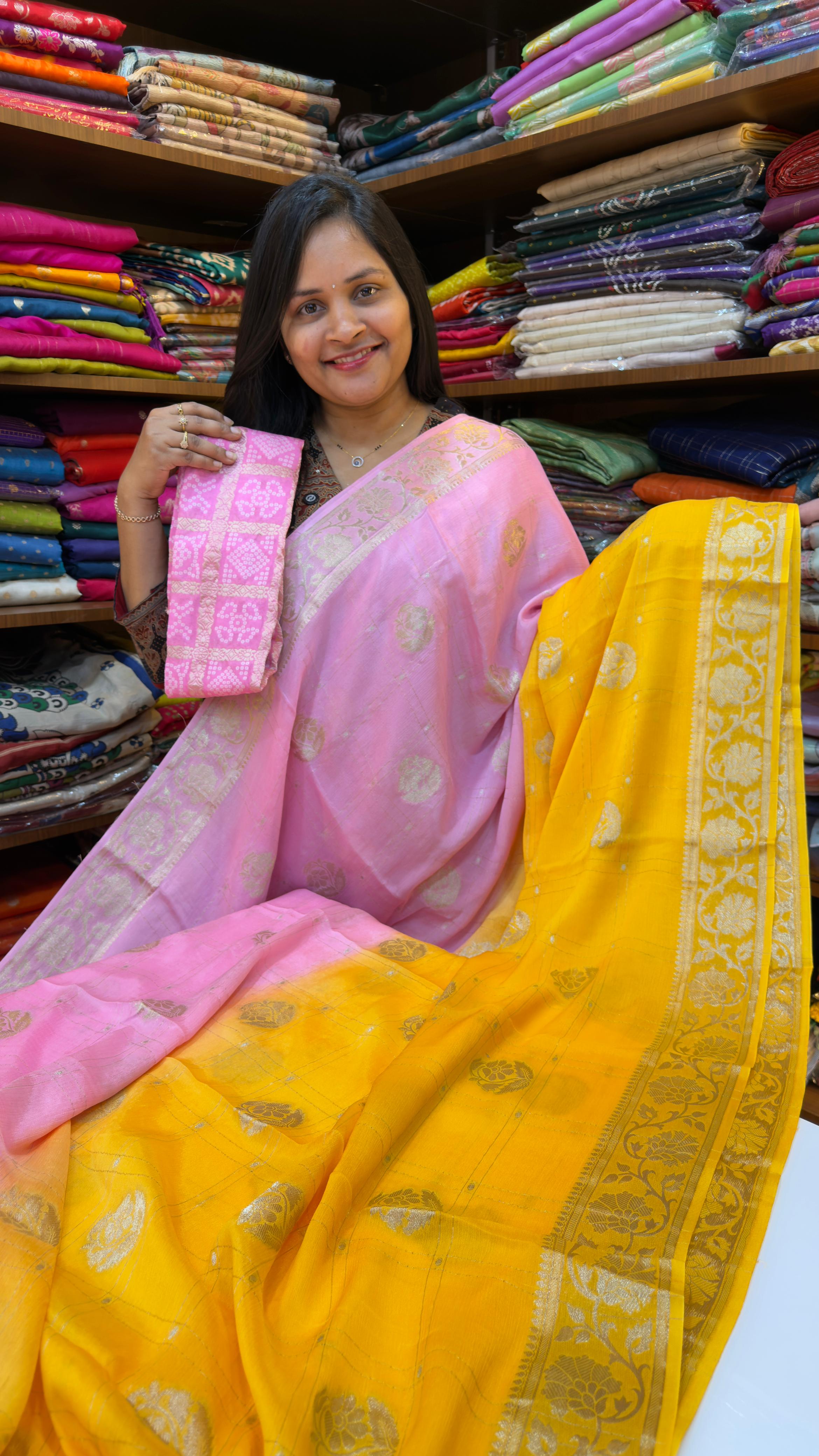 Dual shade viscose Banarasi saree