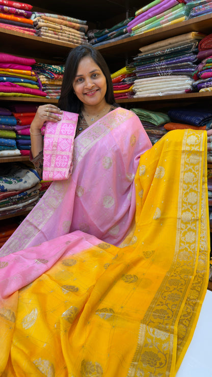 Dual shade viscose Banarasi saree