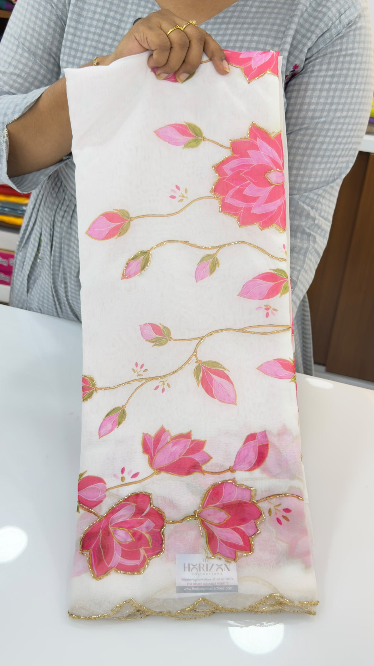 Floral party wear saree