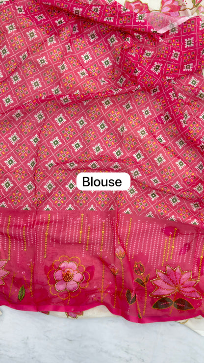Floral party wear saree