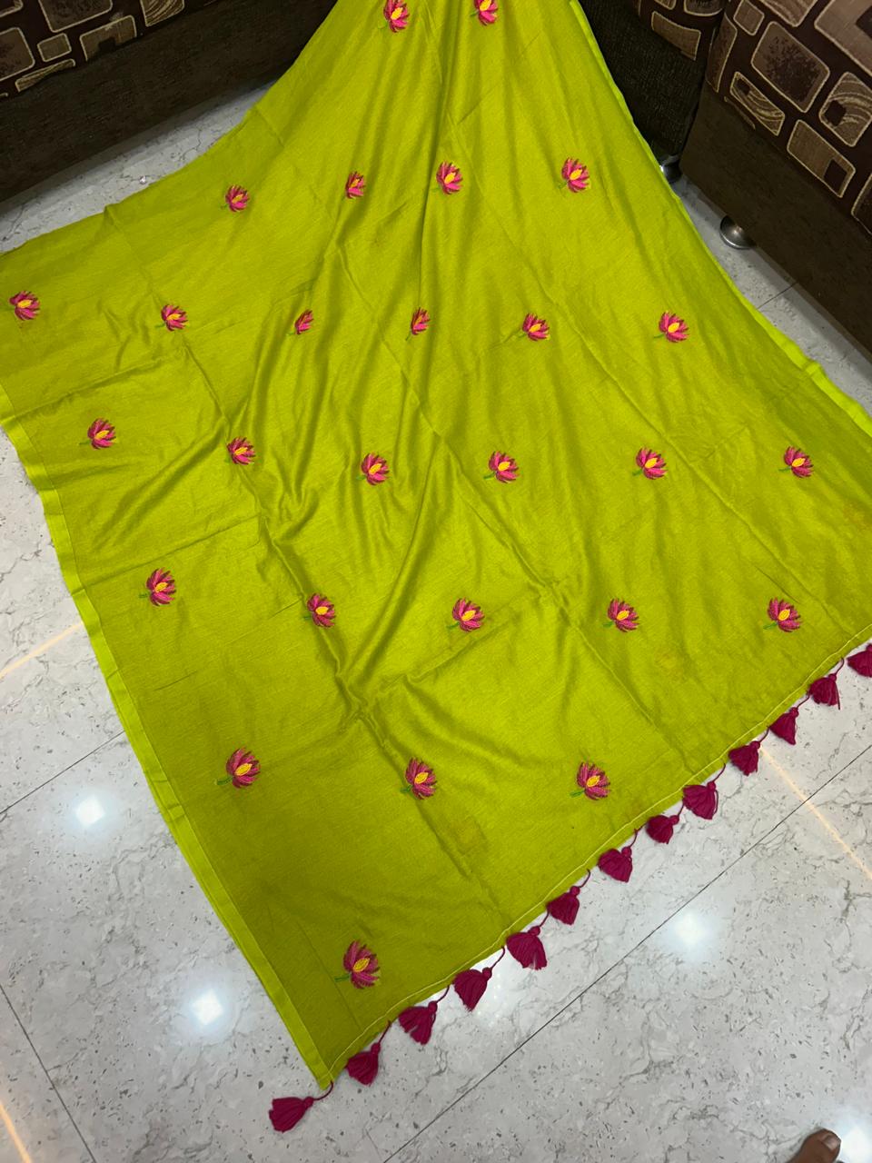 Mull cotton with embroidery