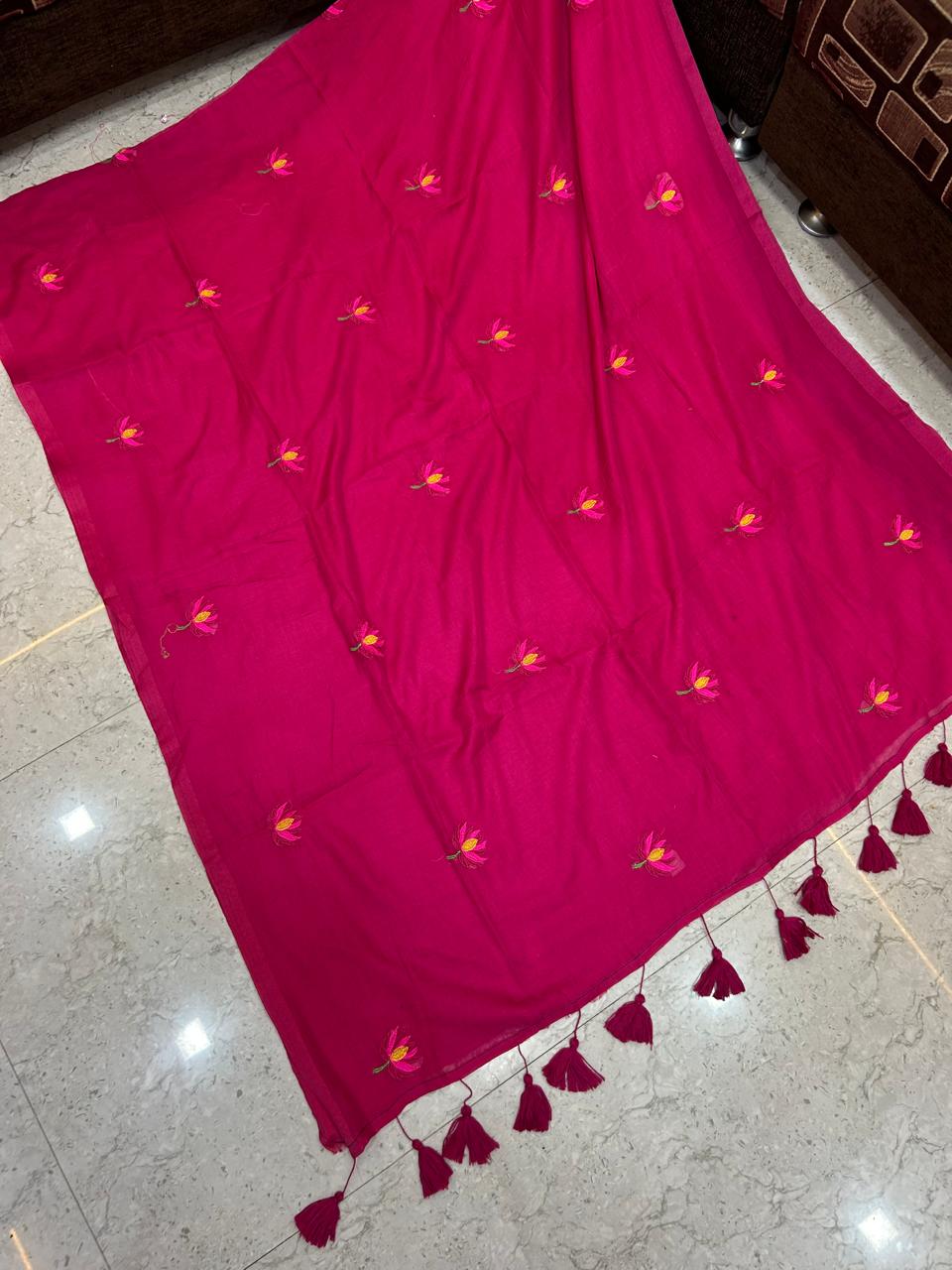 Mull cotton with embroidery