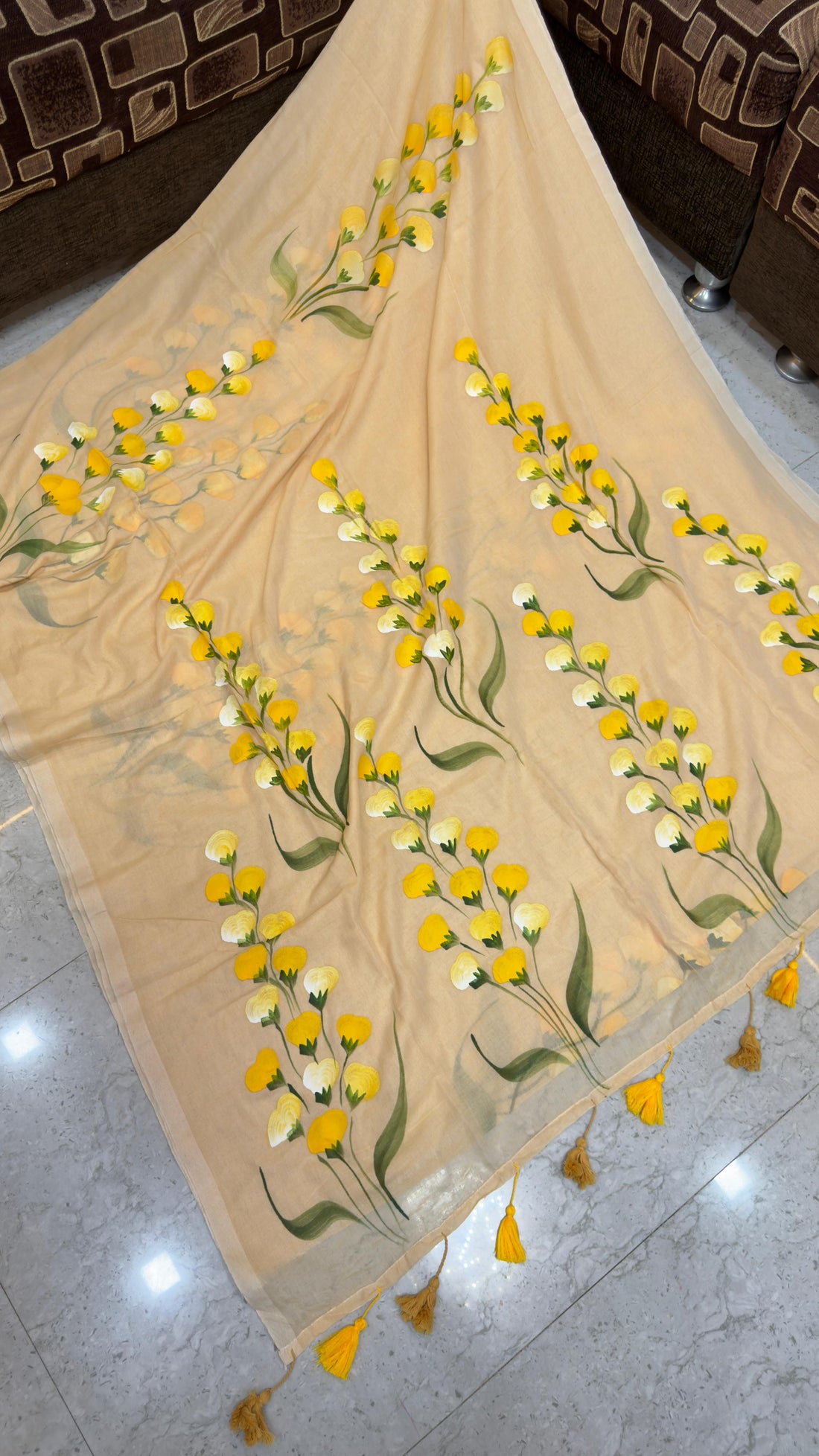 Mull cotton brush paint sarees