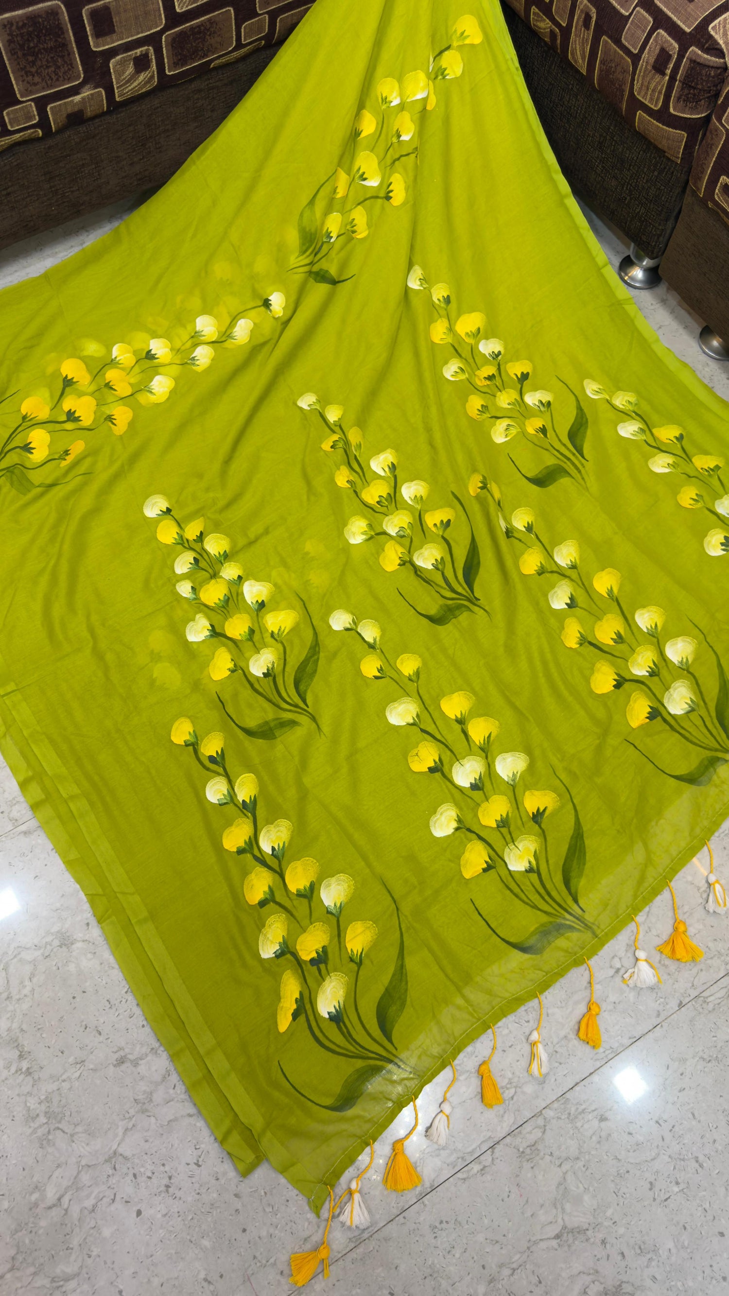 Mull cotton with brush paints
