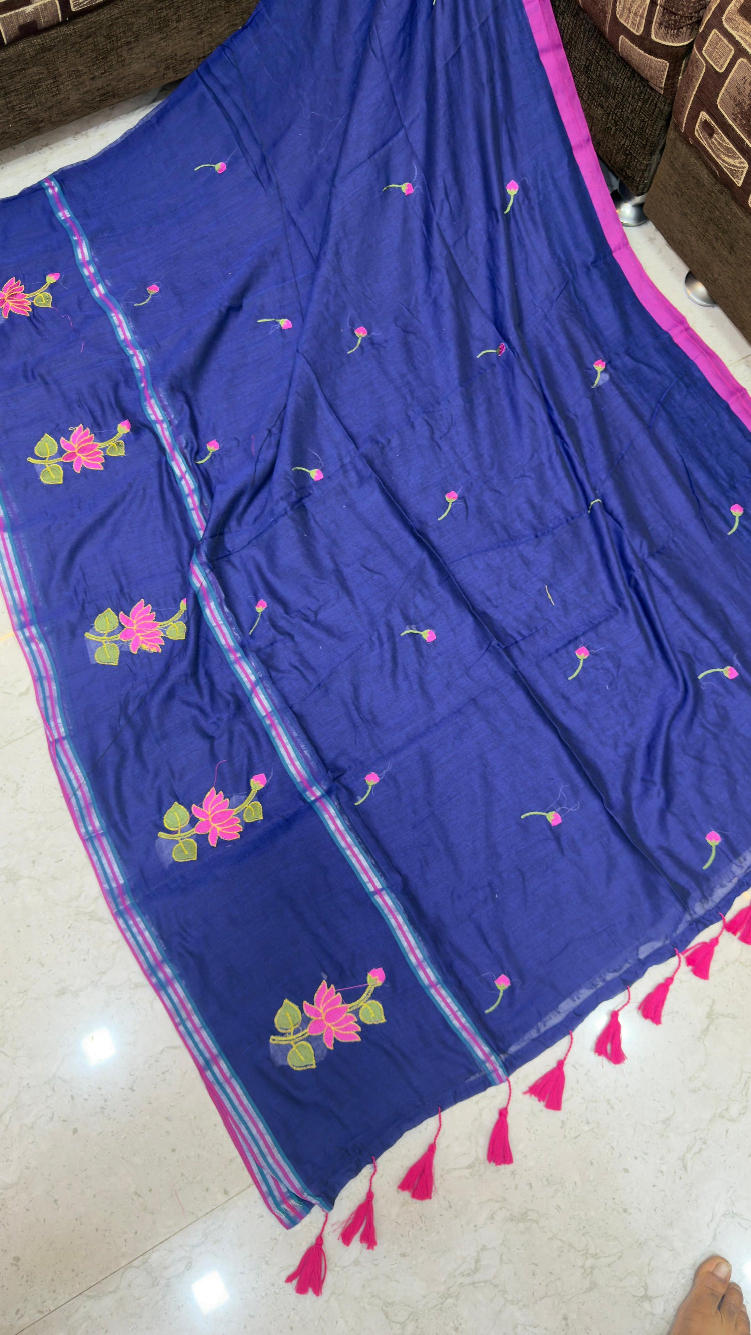 Mull cotton with embroidery