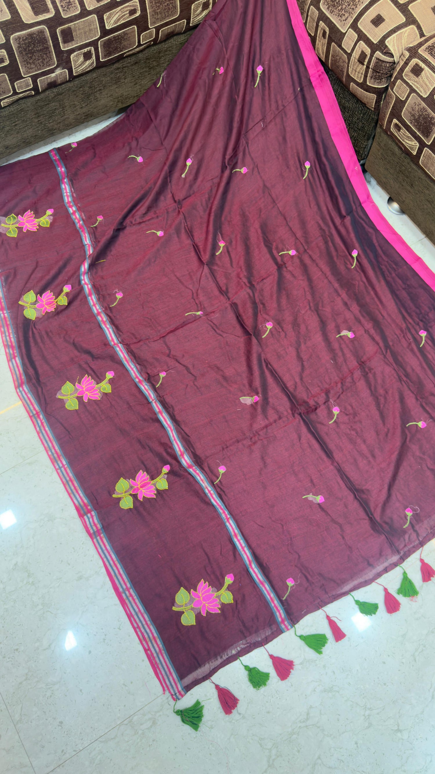 Mull cotton with embroidery