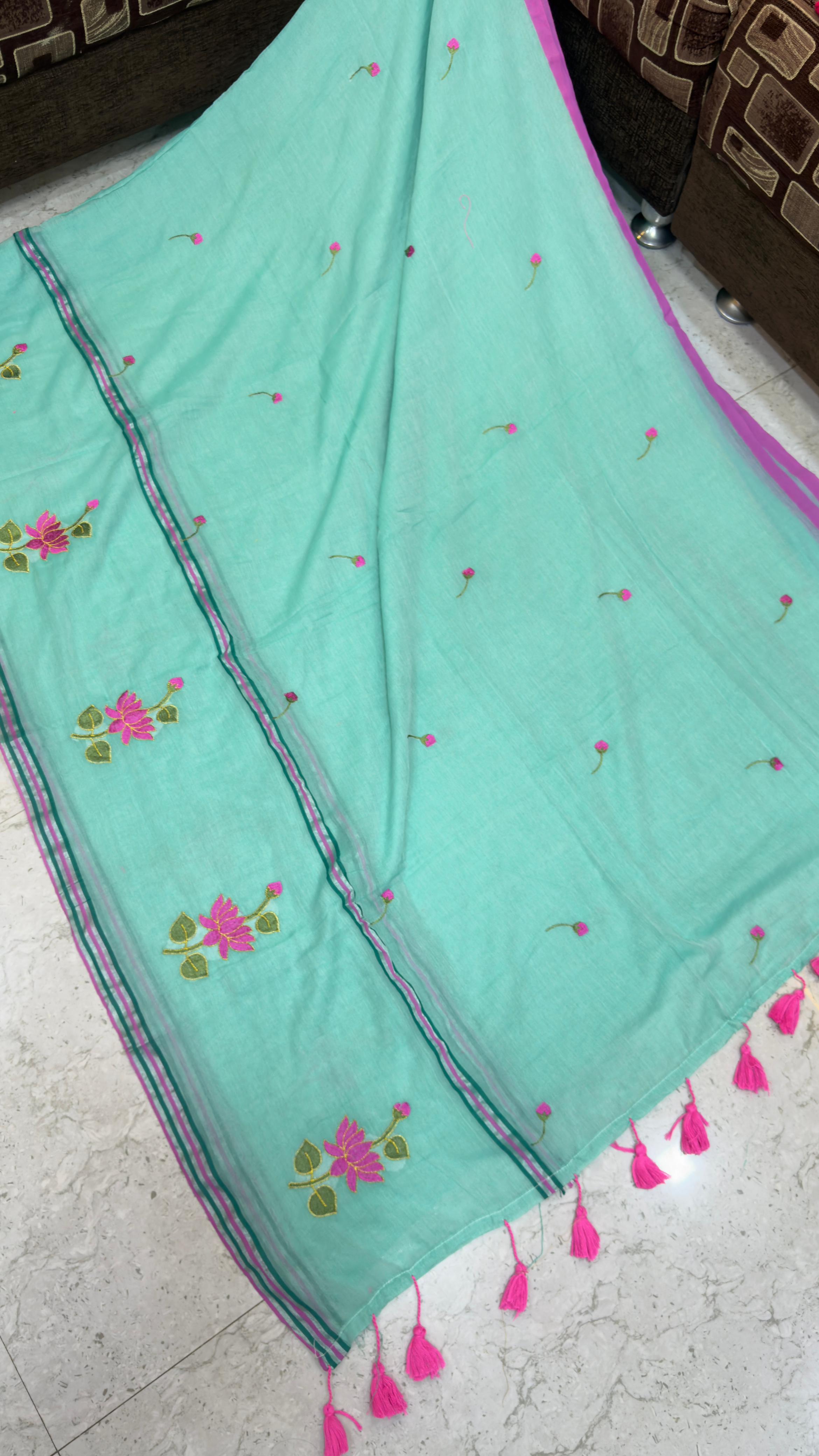 Mull cotton with embroidery