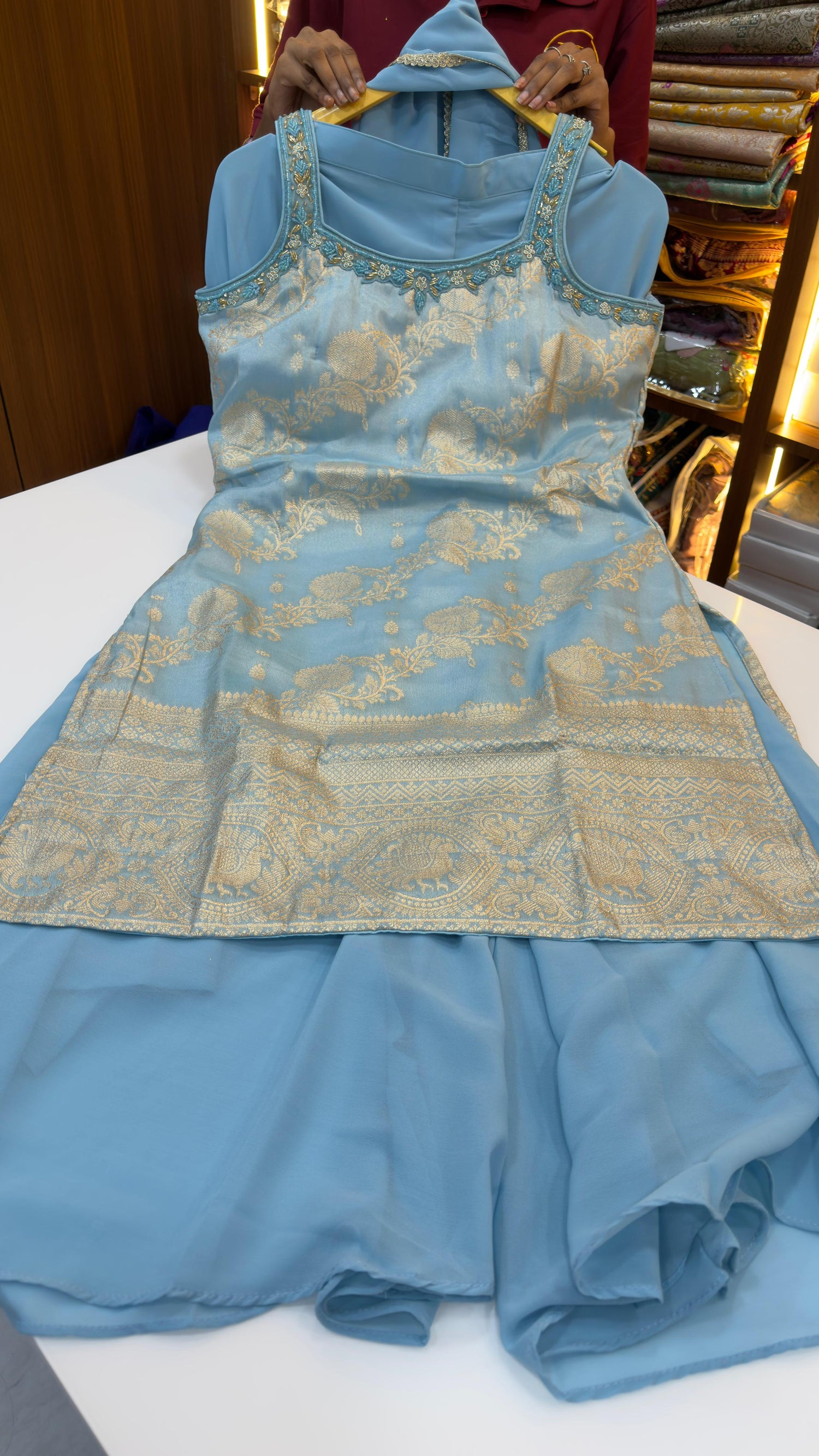 Blue Banarasi Sharara