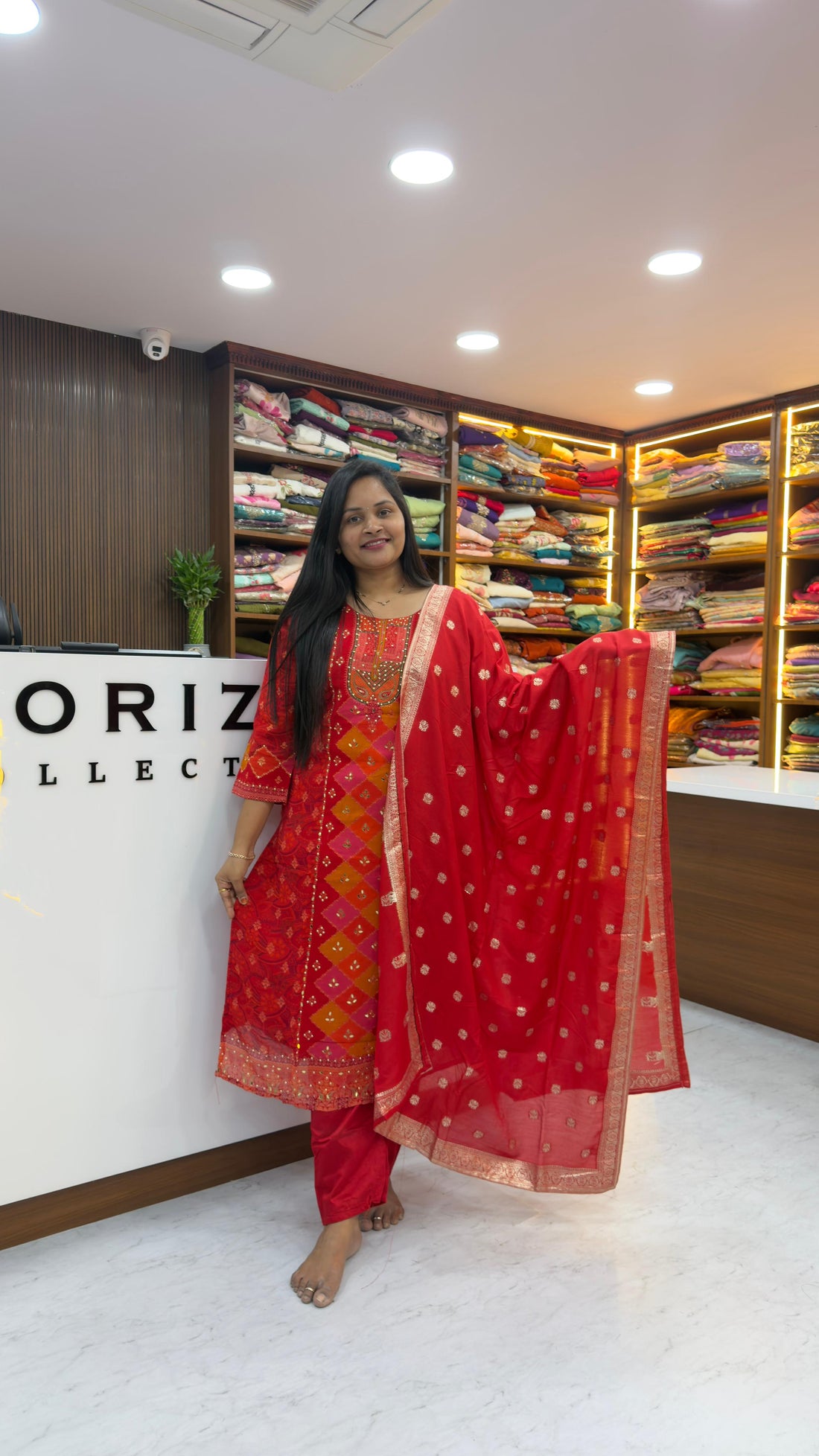 Red Georgette Set with Banarasi dupatta