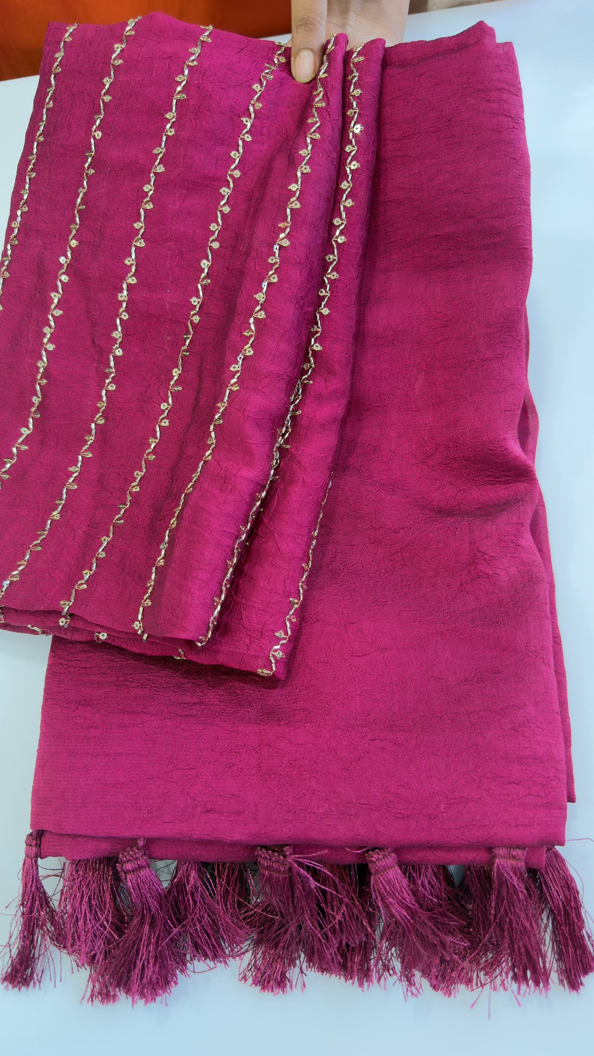 Plain crush party wear saree