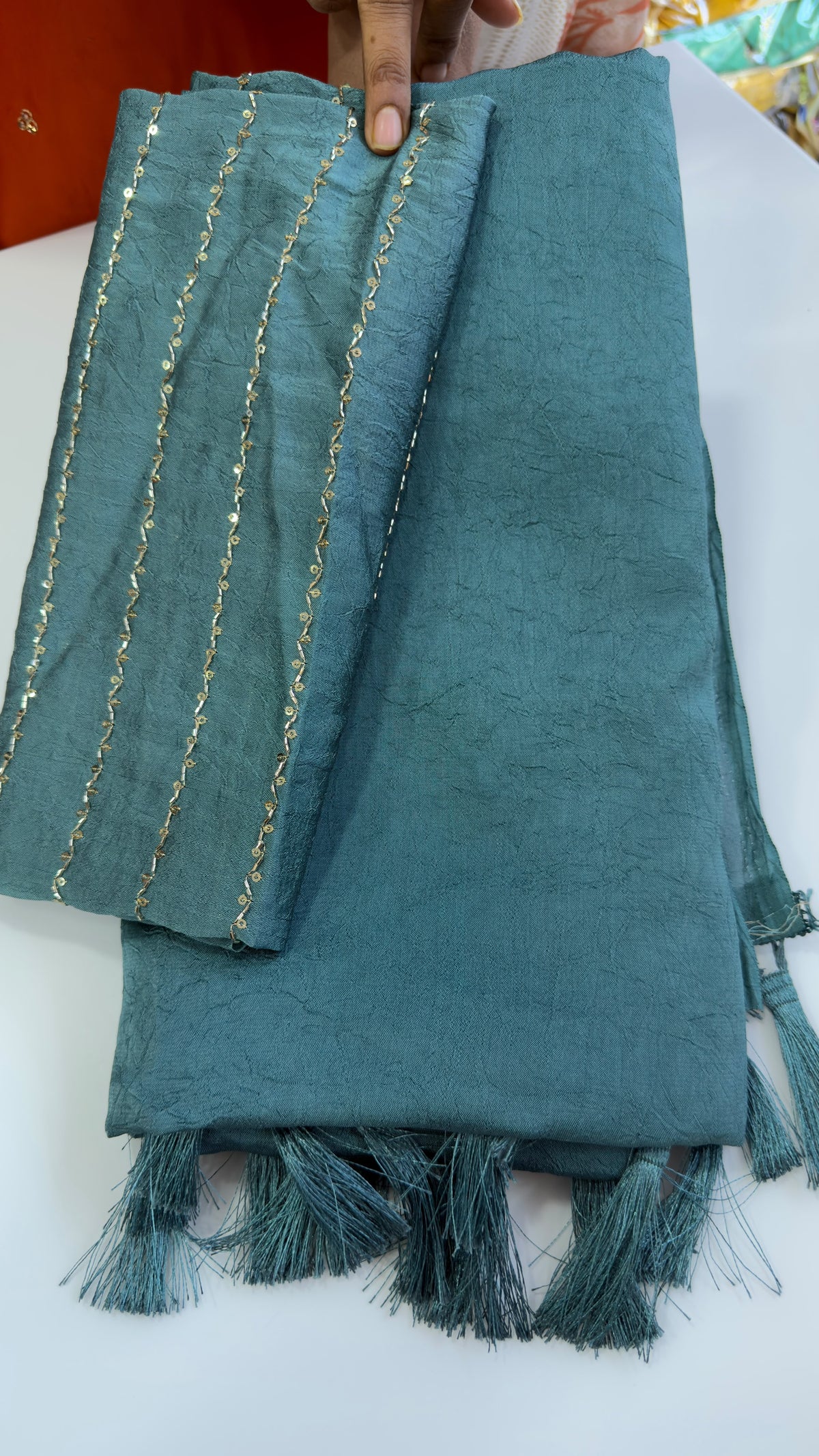 Plain crush party wear saree