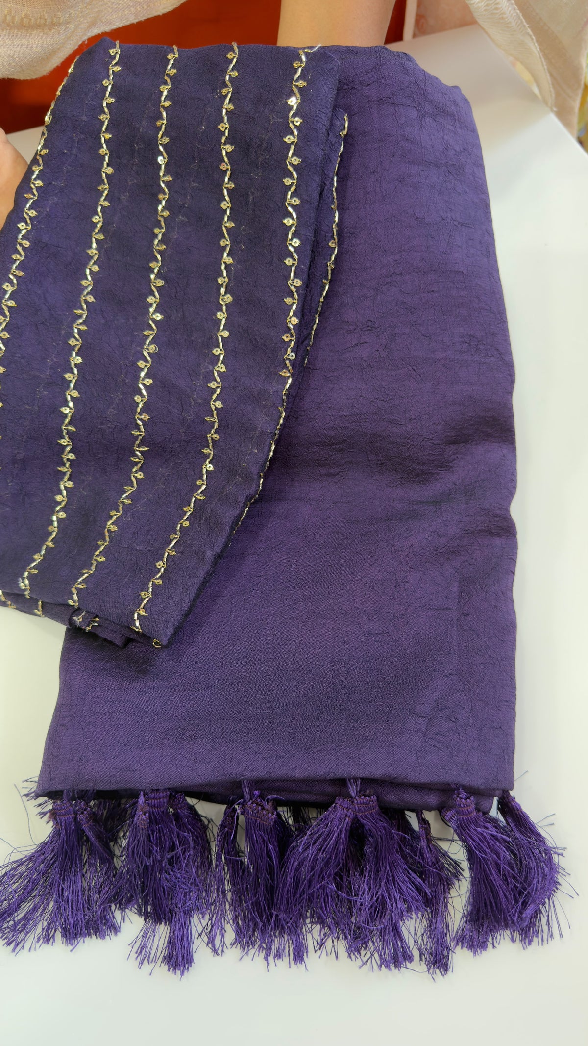 Plain crush party wear saree