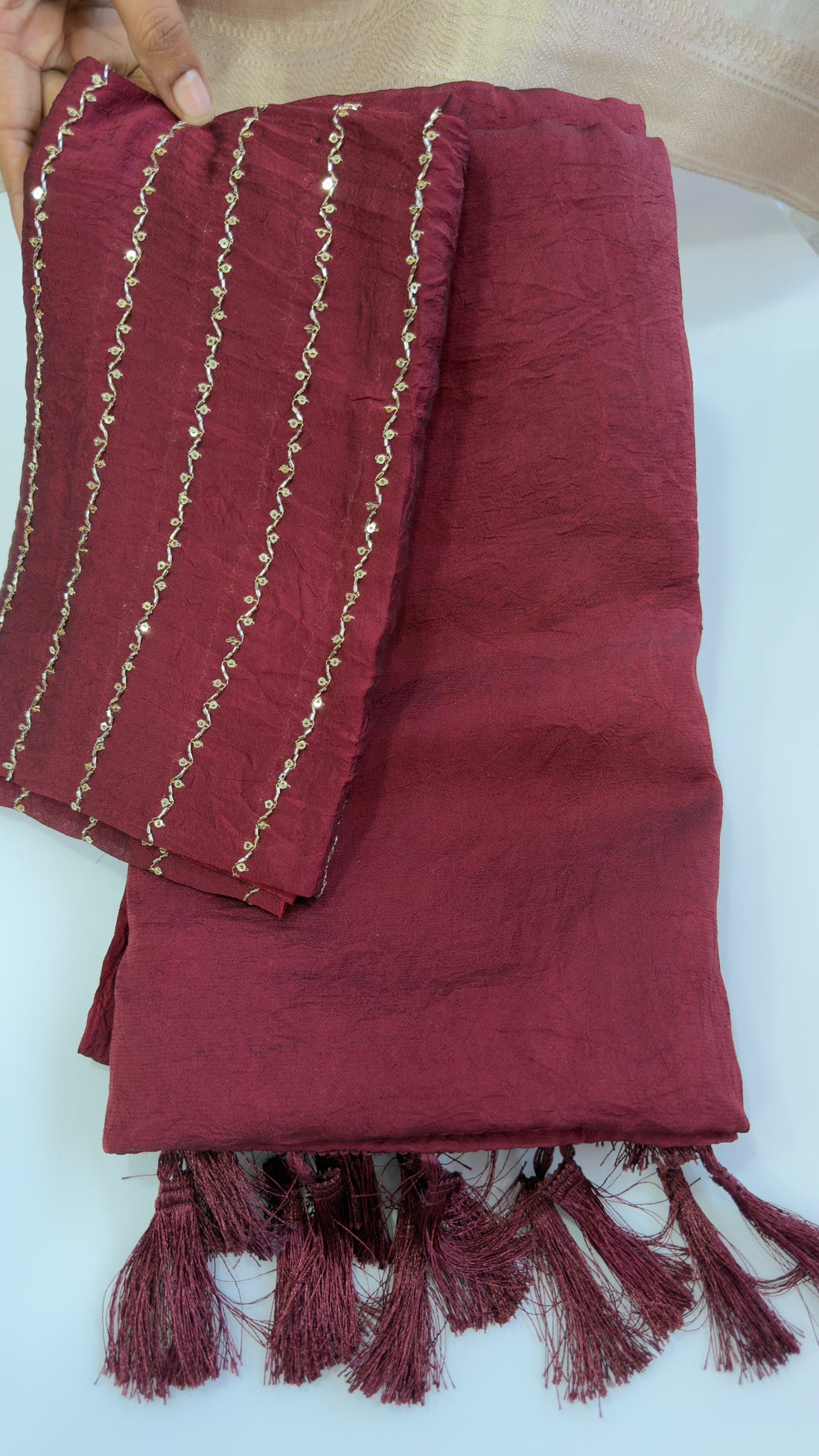 Plain crush party wear saree