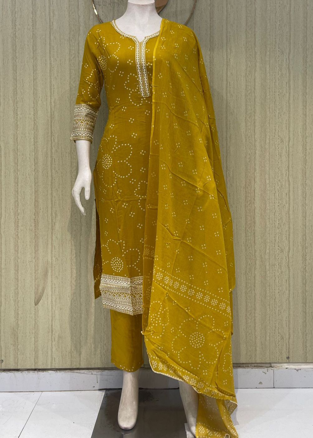 Rayon 3 Piece set with Cotton Dupatta