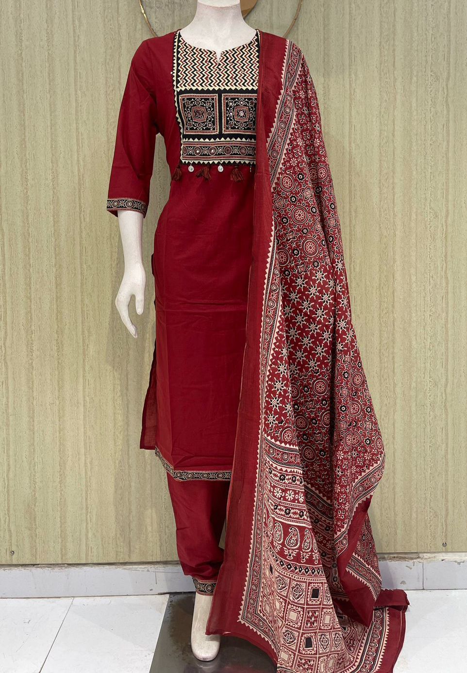 Pure Dhabu  Cotton 3 piece set