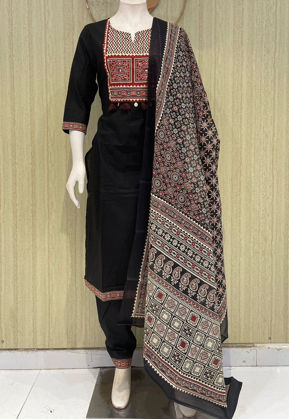 Pure Dhabu  Cotton 3 piece set