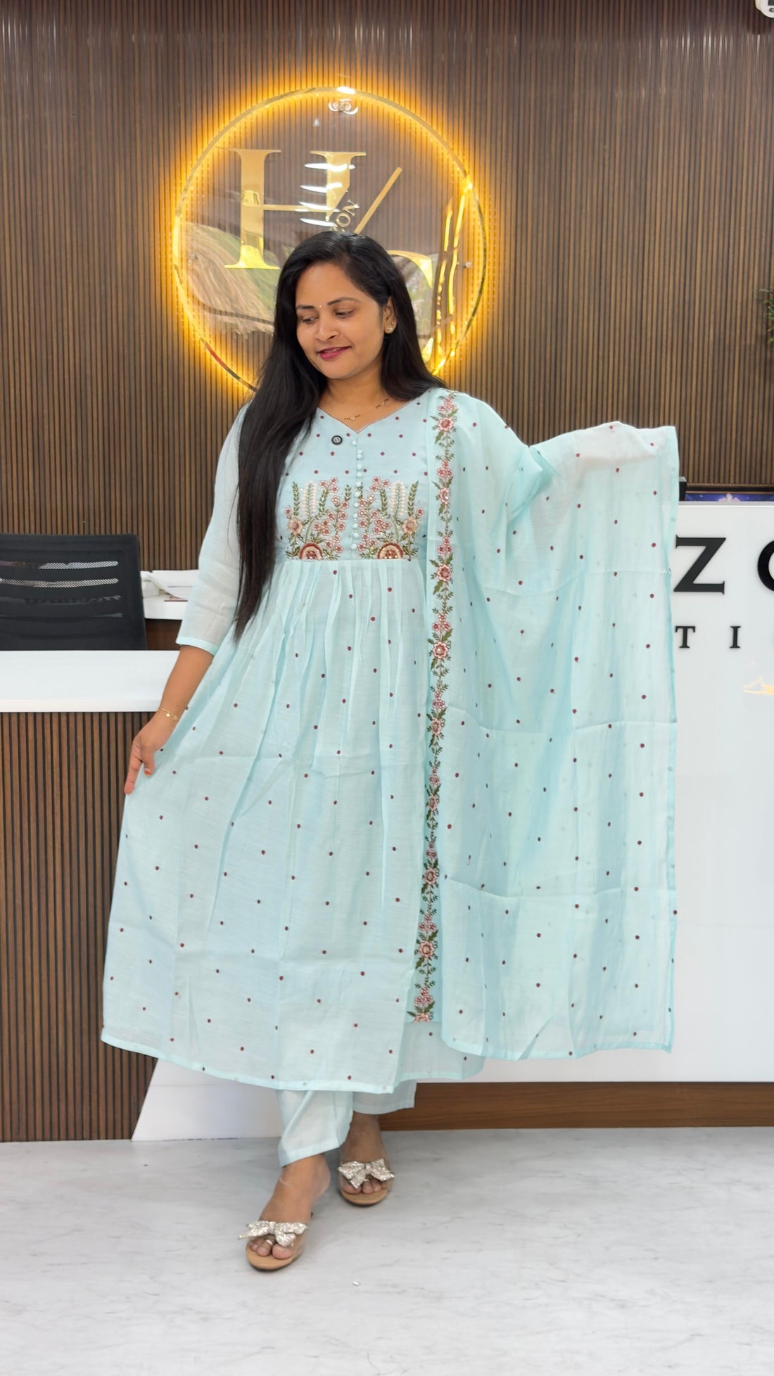 Mul Chanderi party wear dress