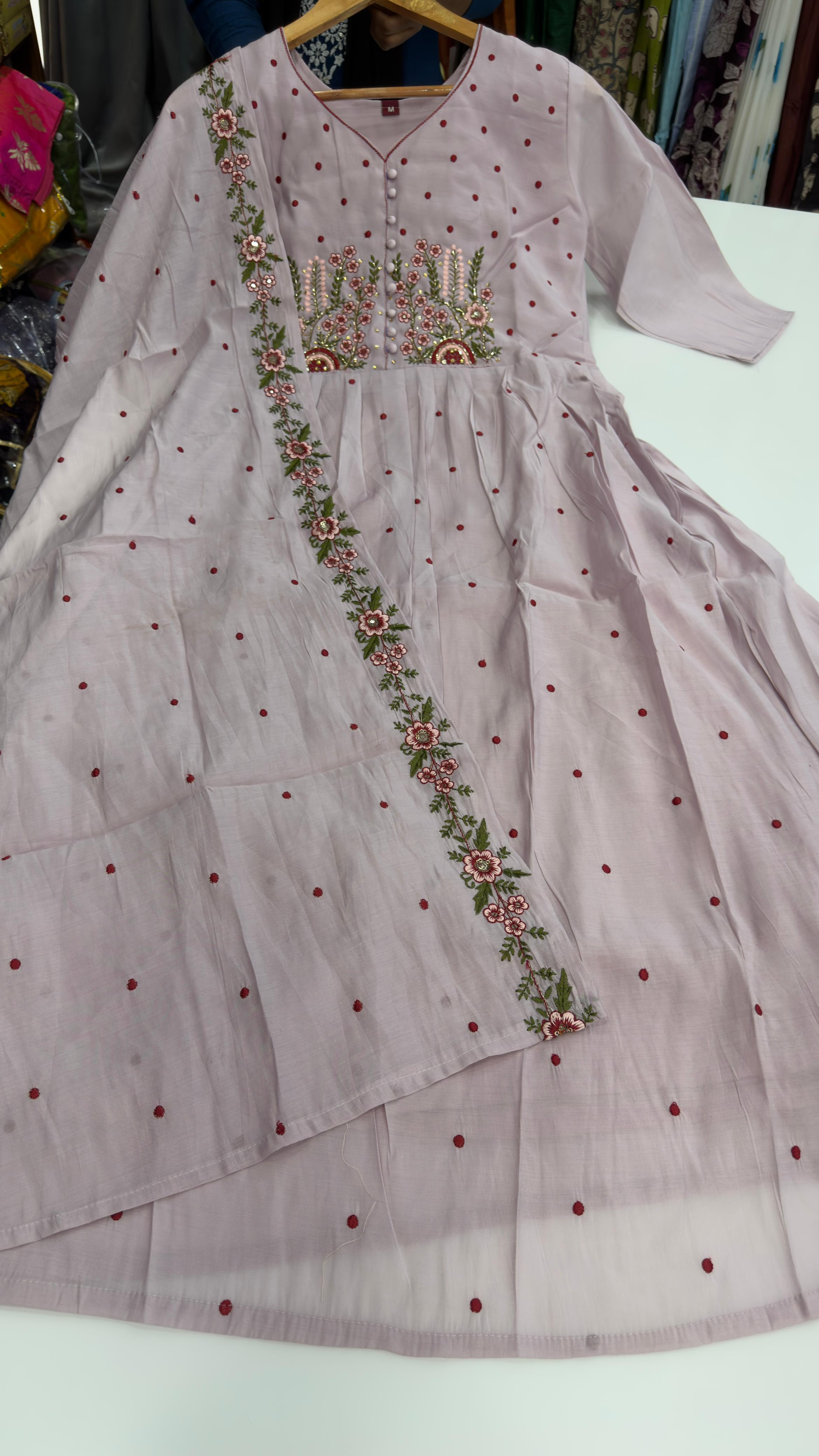 Mul Chanderi party wear dress