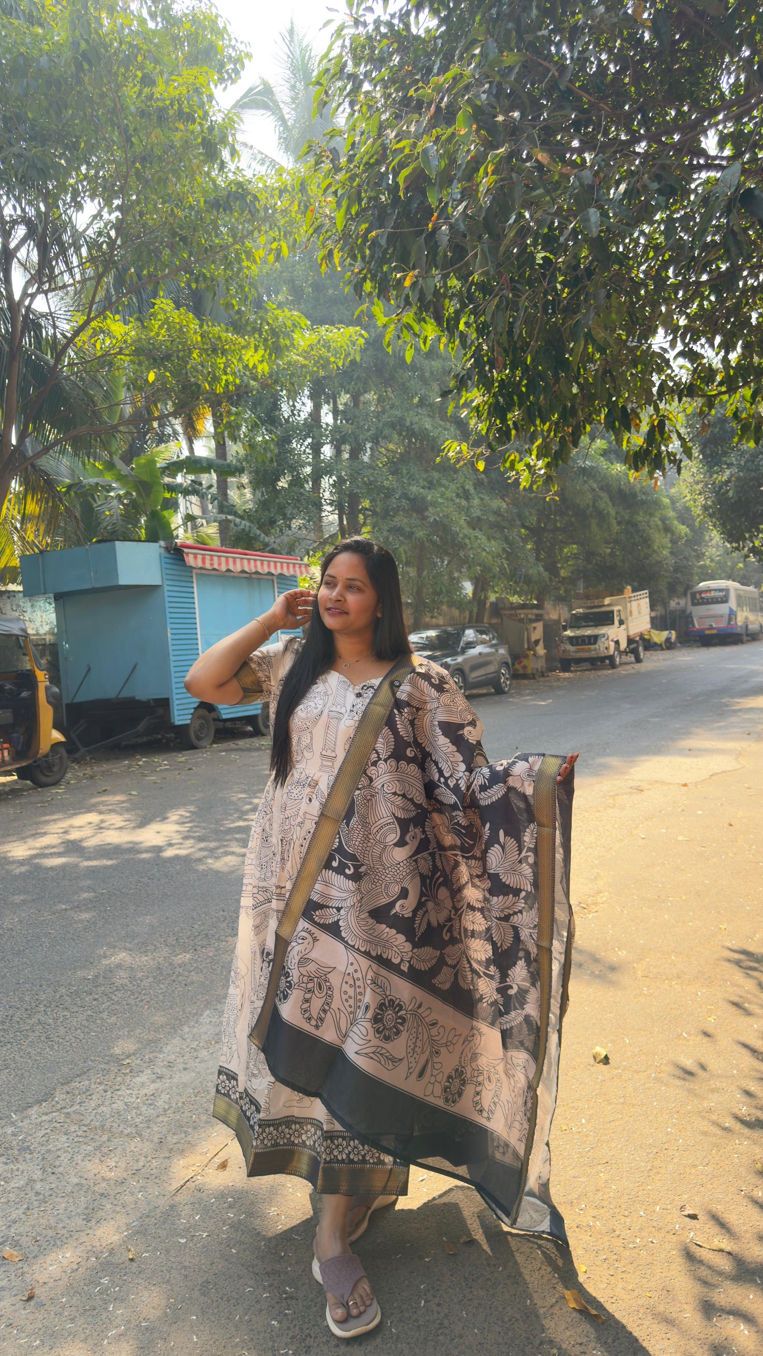 Kalamkari Anarkali along with duppata