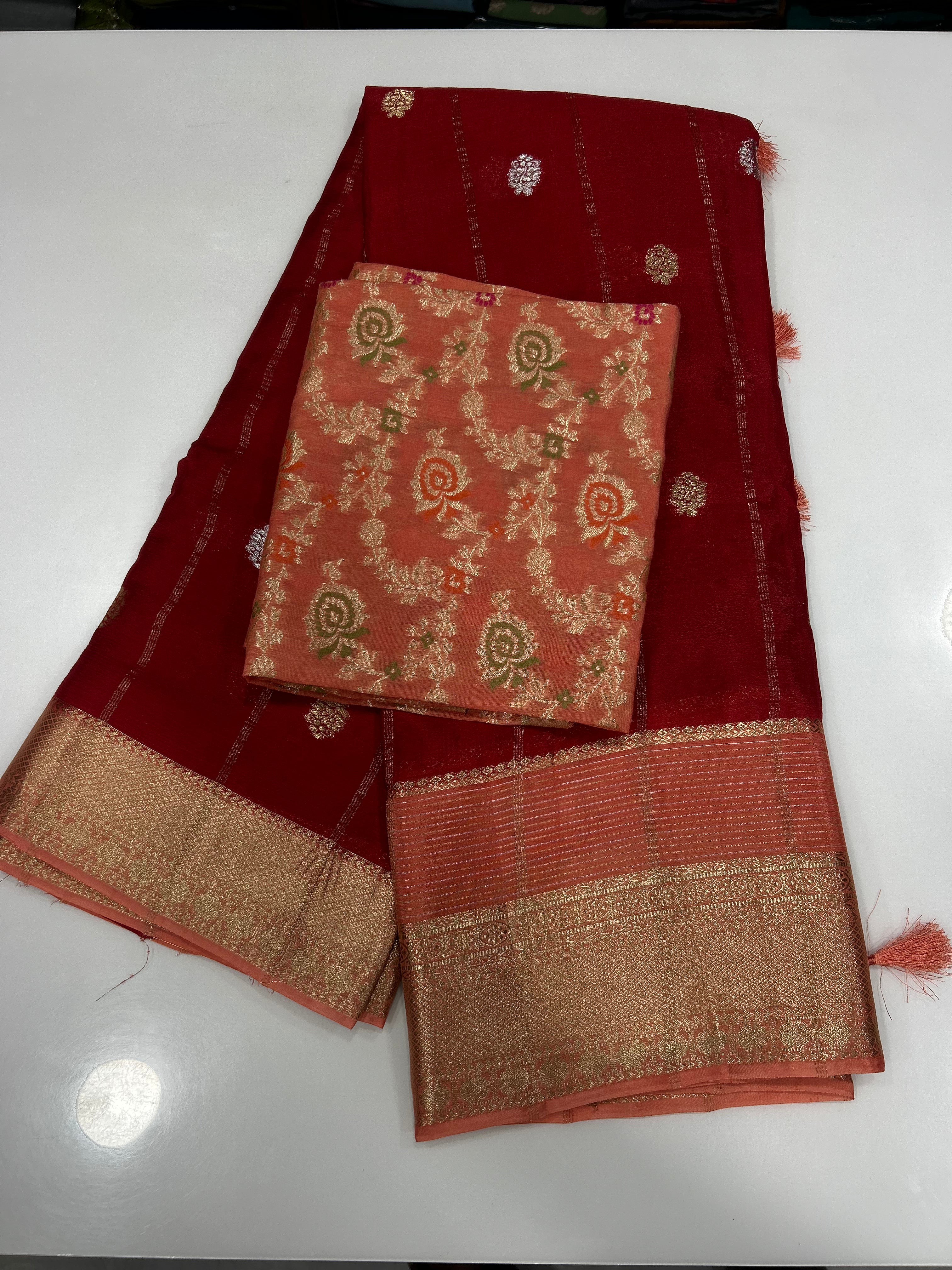 Pure premium Chinon sarees
