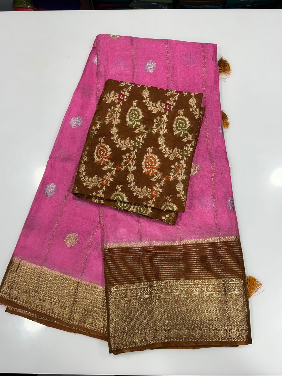 Pure premium Chinon sarees