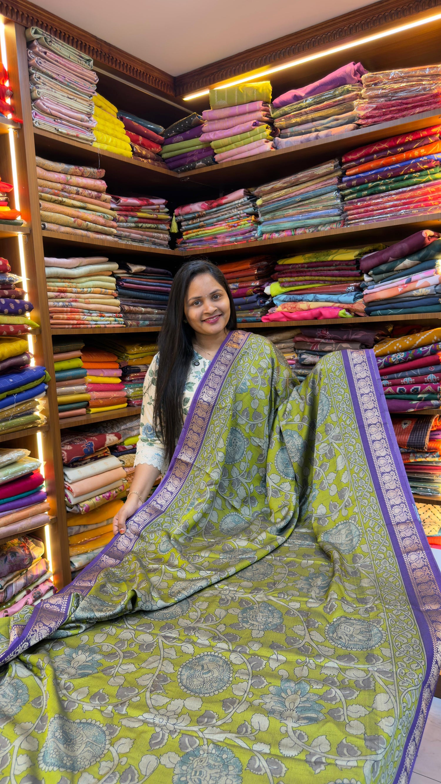 Green Kalamkari Narayani Pattu Saree