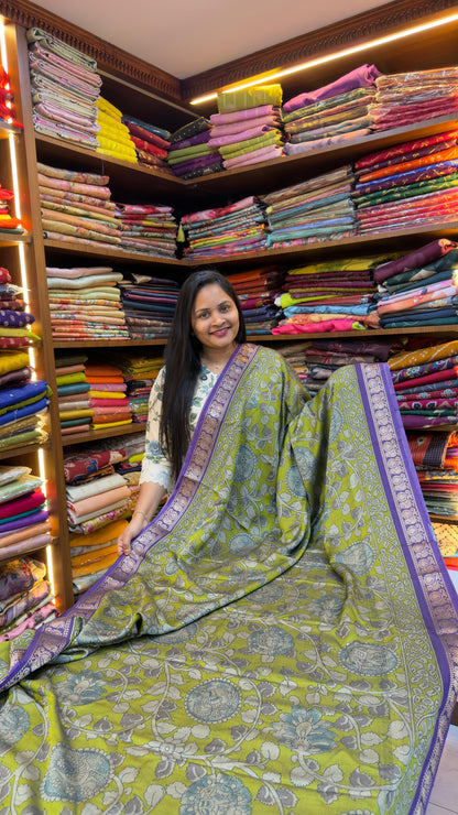 Green Kalamkari Narayani Pattu Saree