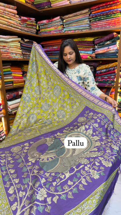 Green Kalamkari Narayani Pattu Saree