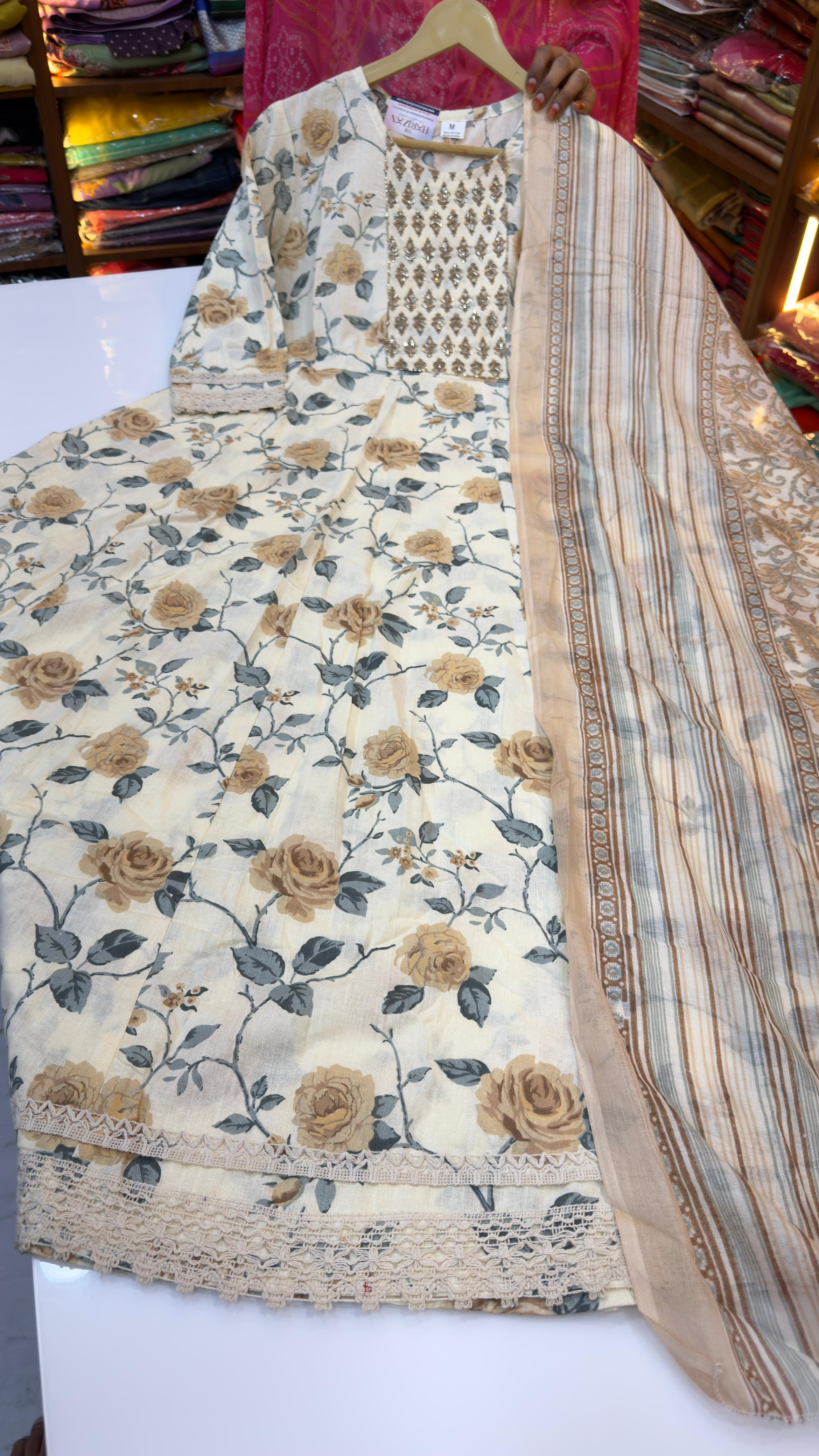 Pure Jaipuri Cotton Anarkali Set
