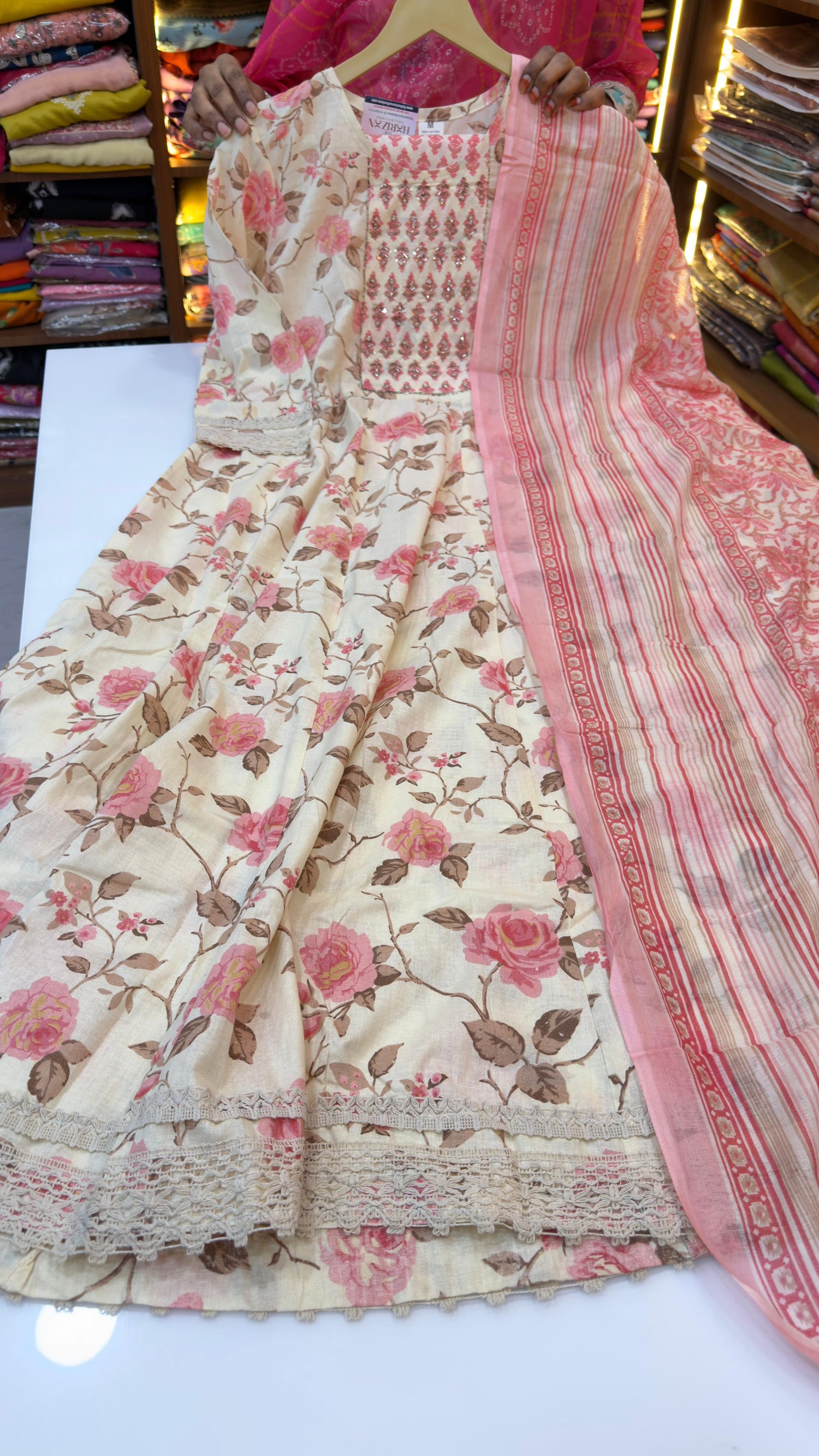 Pure Jaipuri Cotton Anarkali Set