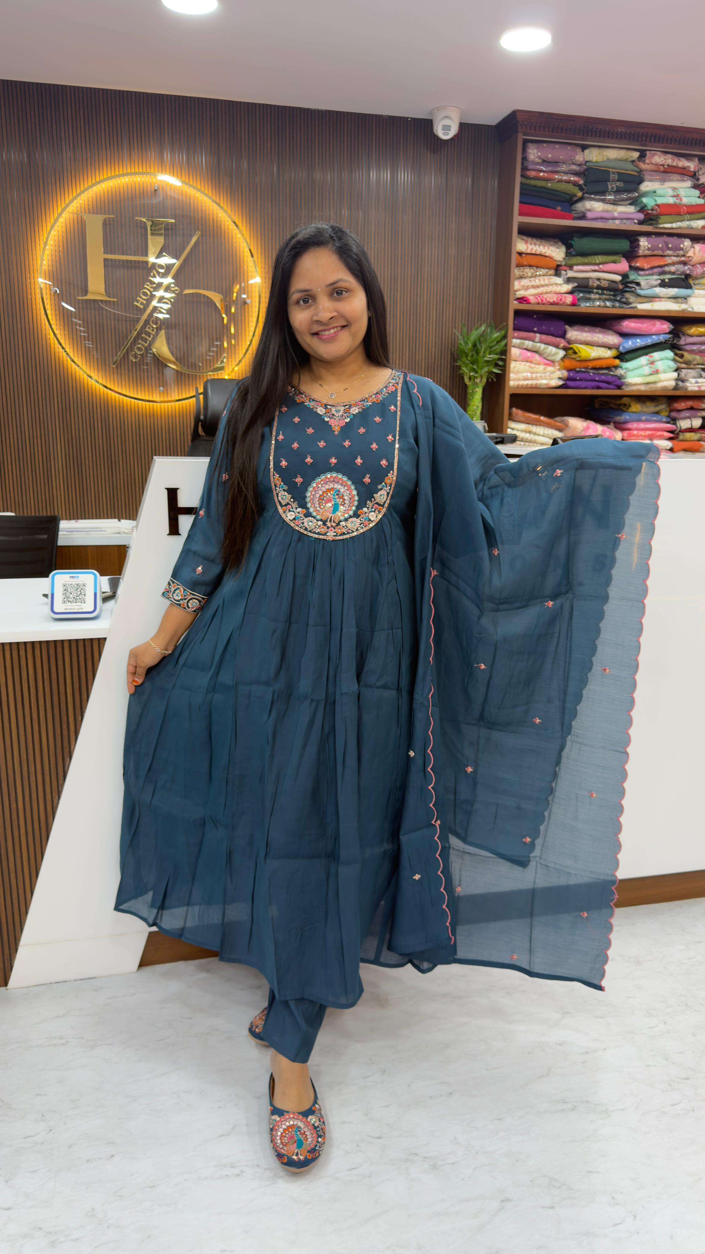 Mull Chanderi Party Wear Dress with Jutties