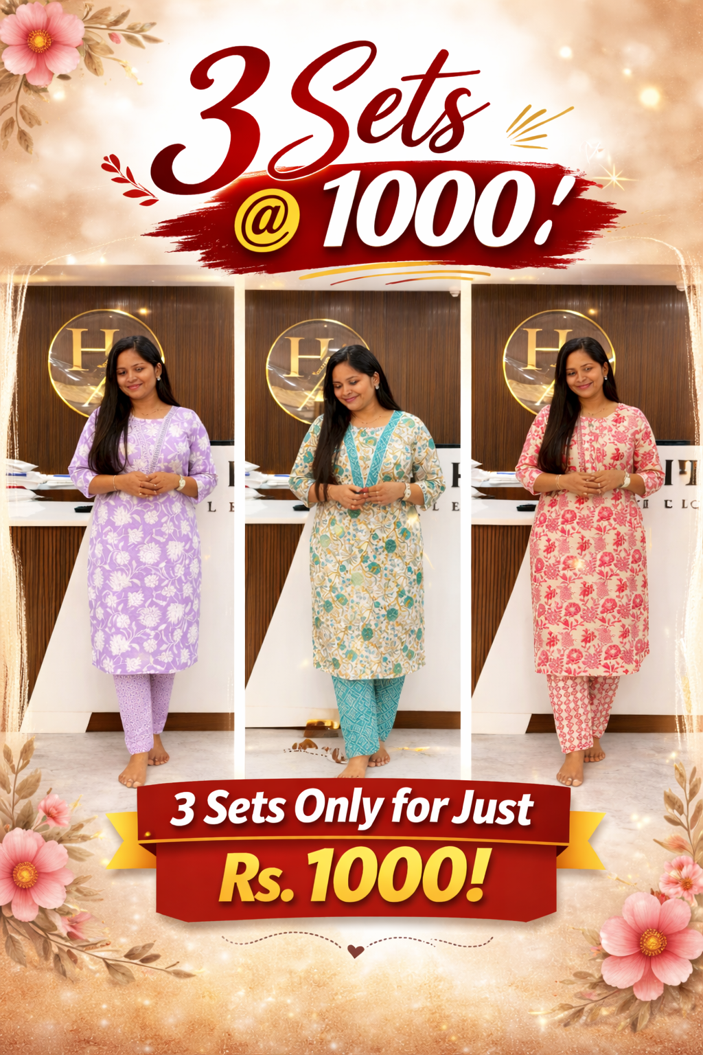 Any 3 Cotton Co-Ord Sets @1000