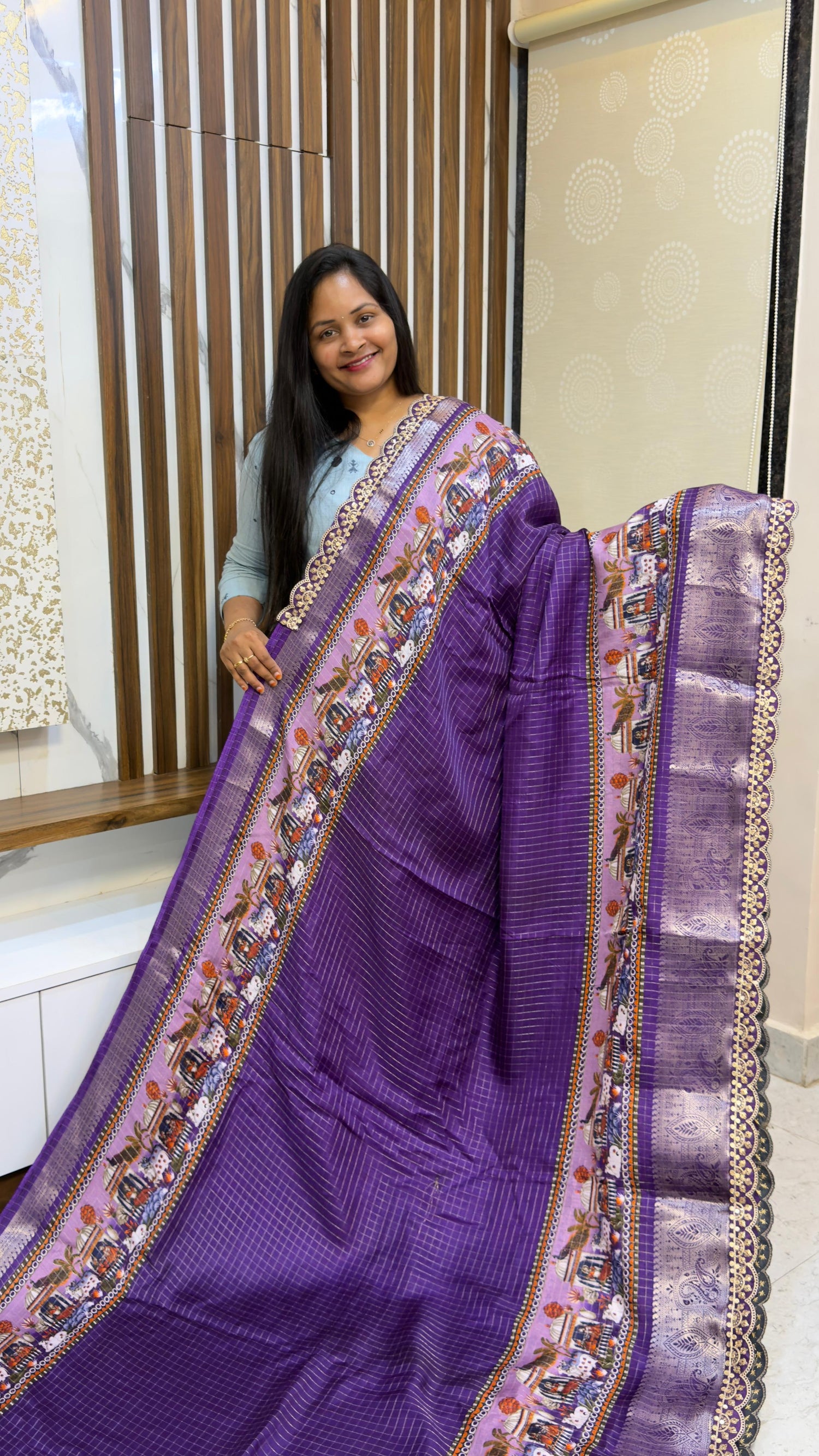 Dola Chexs Saree with lace