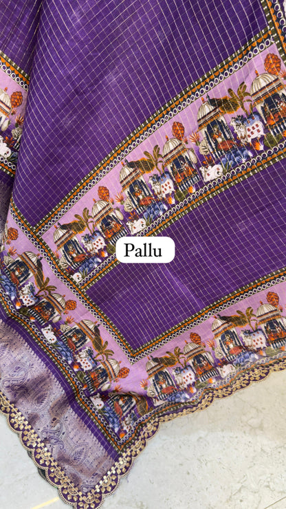 Dola Chexs Saree with lace