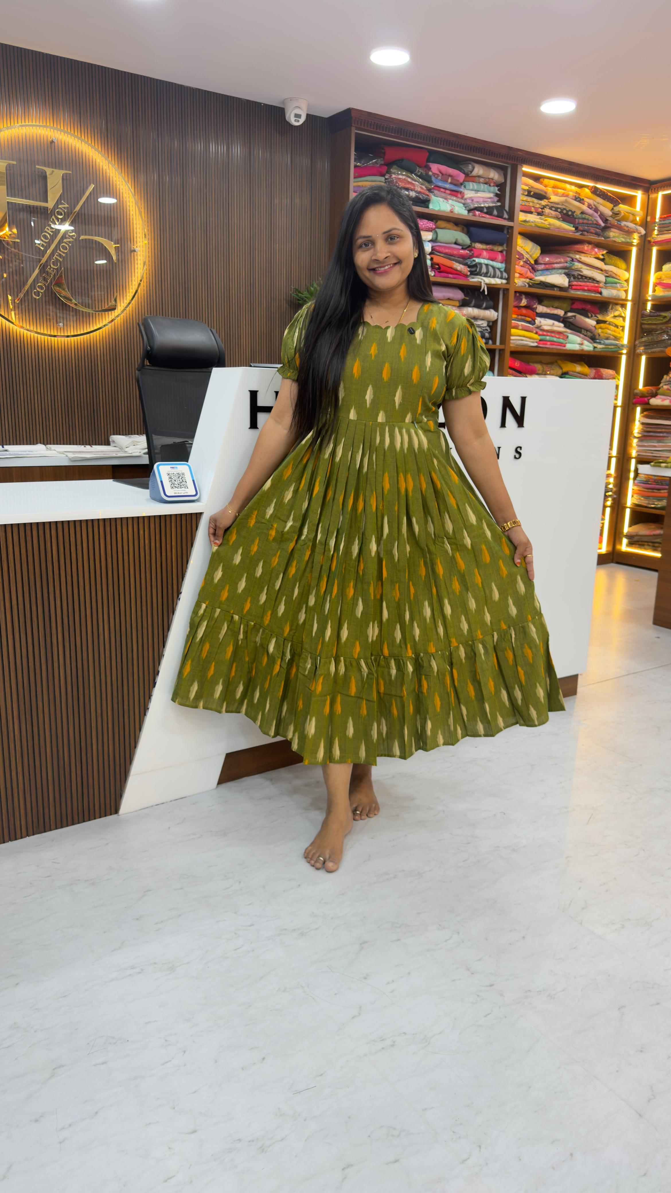 Ikkat Cotton Feeding Frocks