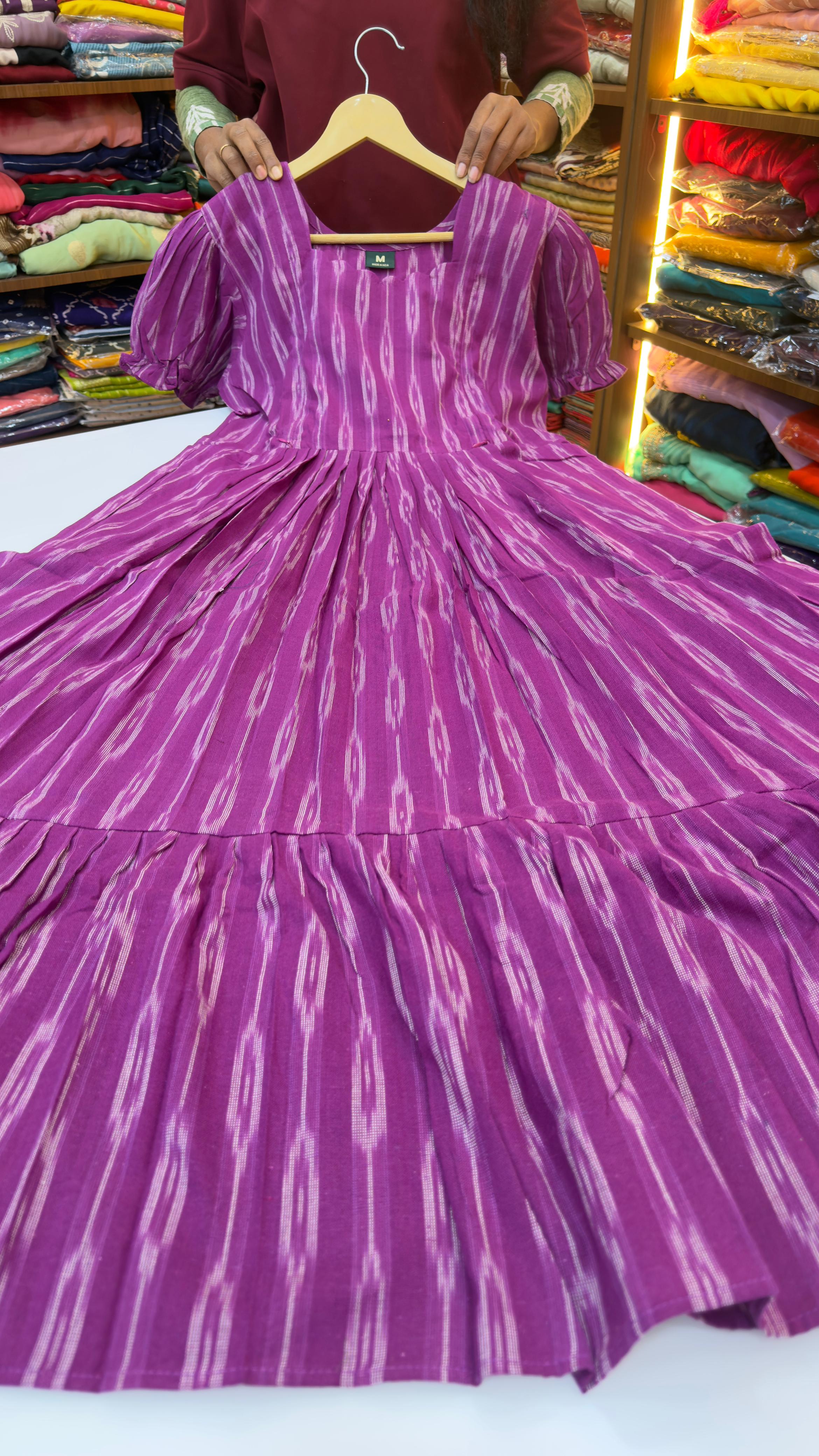 Ikkat Cotton Feeding Frocks