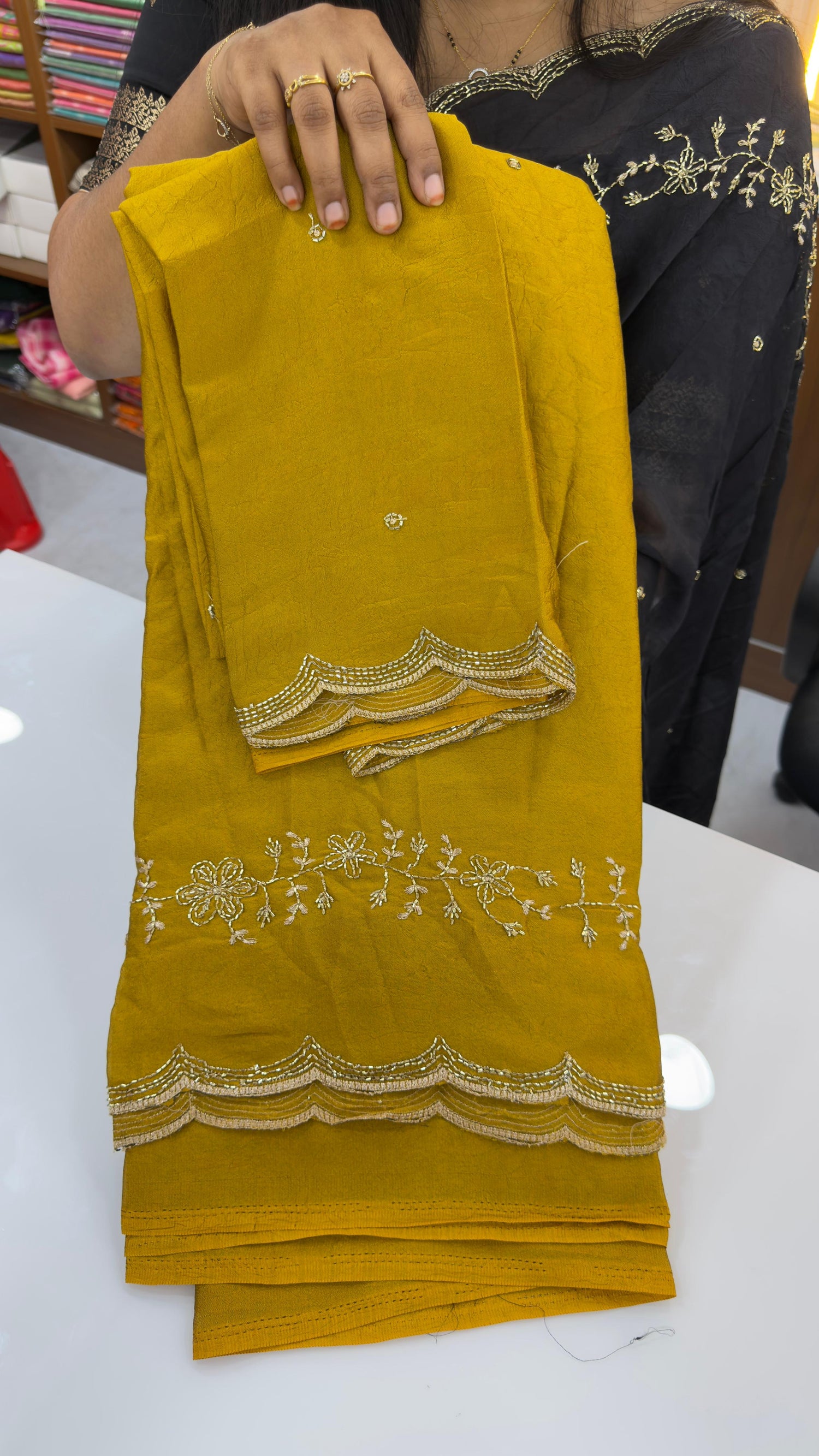 Maggam work party wear saree