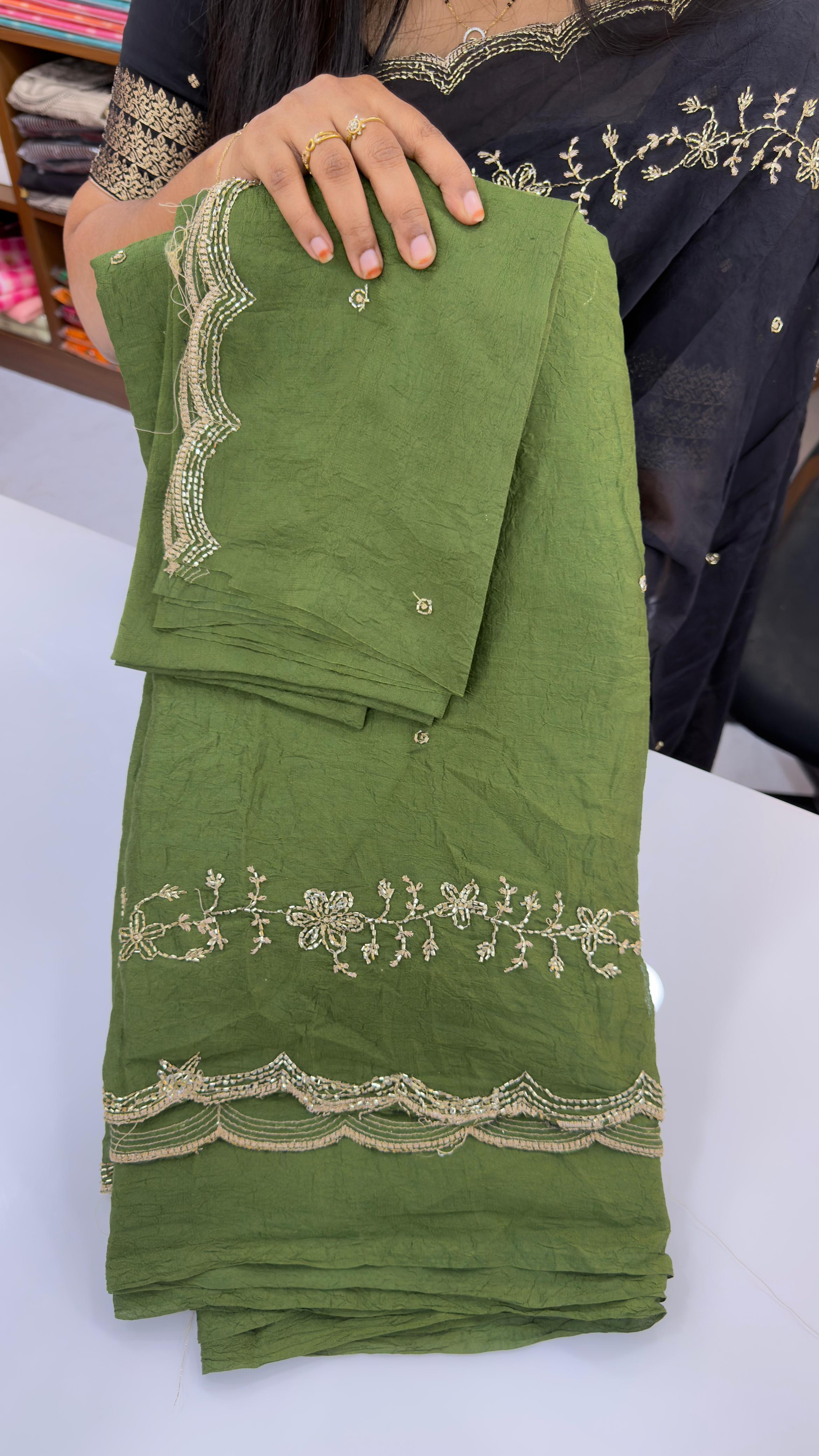 Maggam work party wear saree