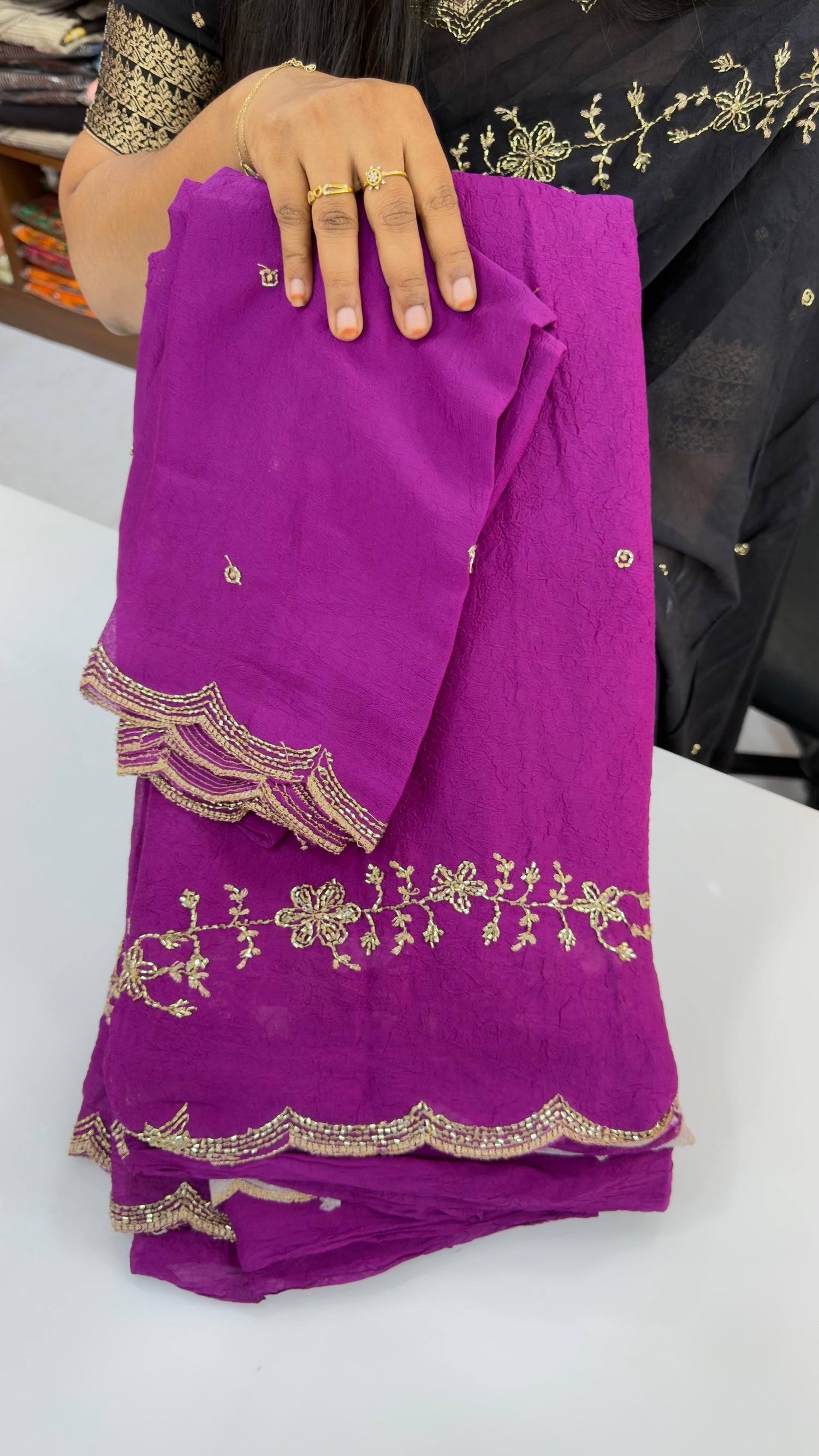 Maggam work party wear saree