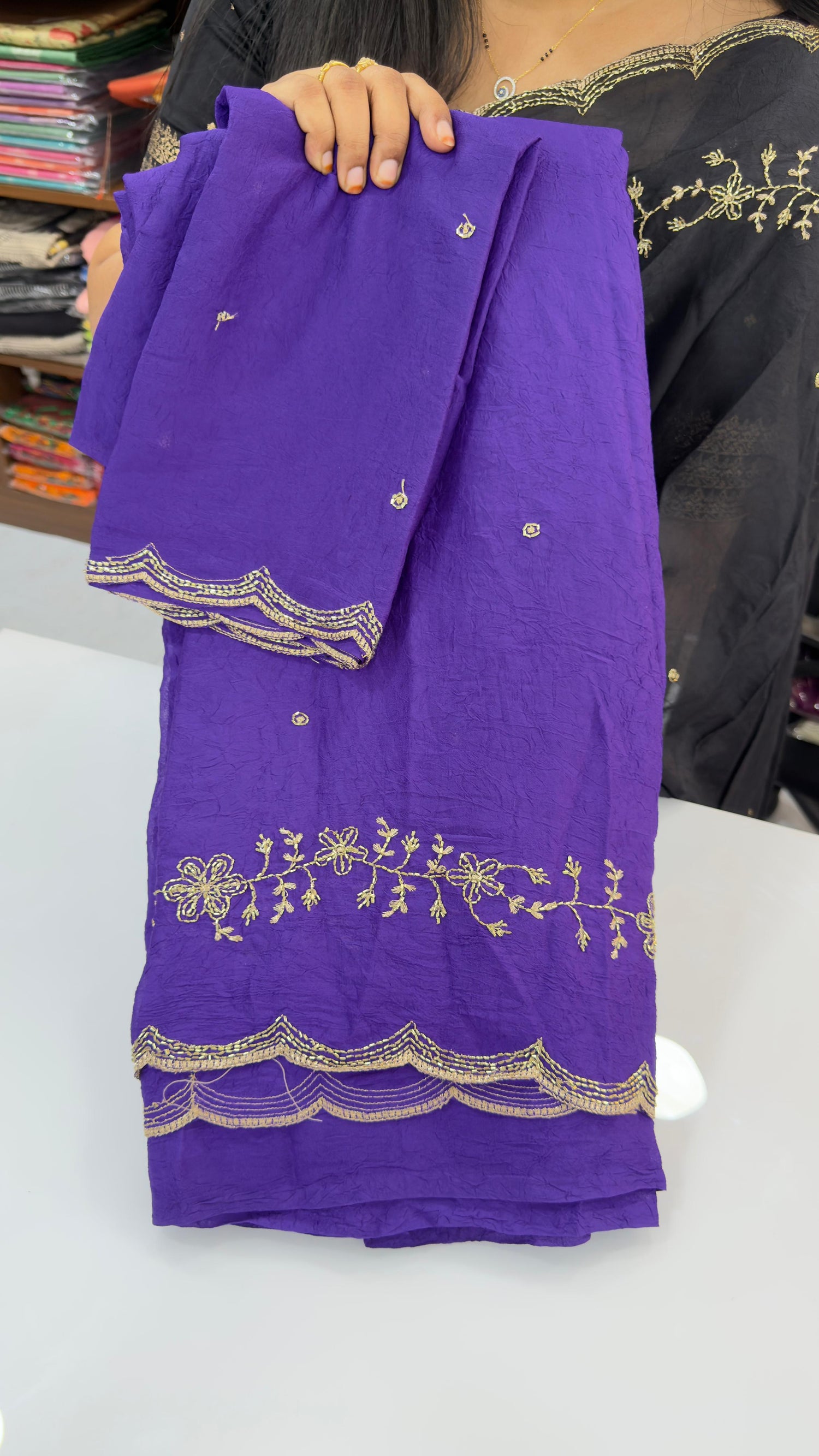 Maggam work party wear saree