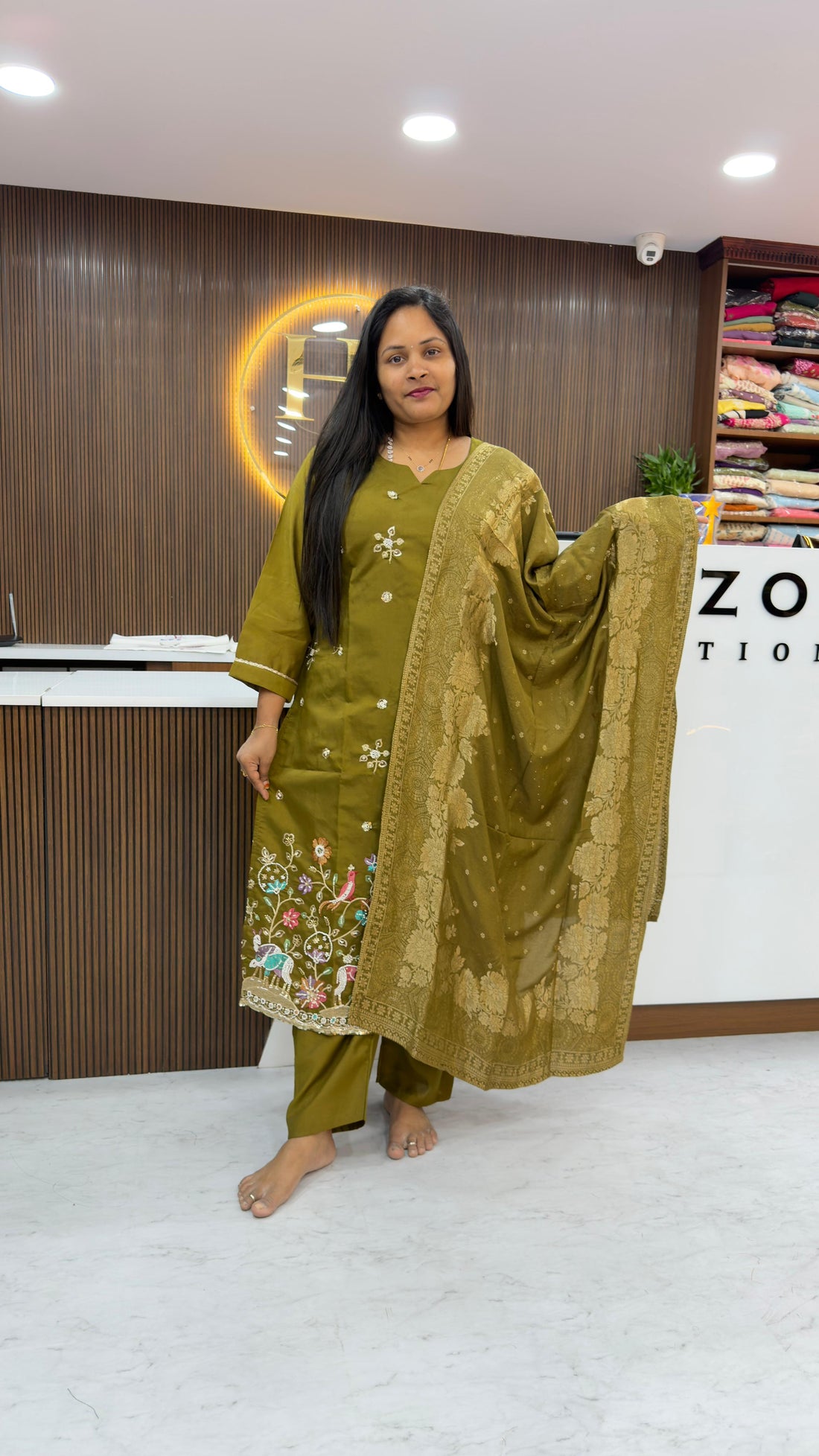 Party wear 3 piece set with Banarasi dupatta