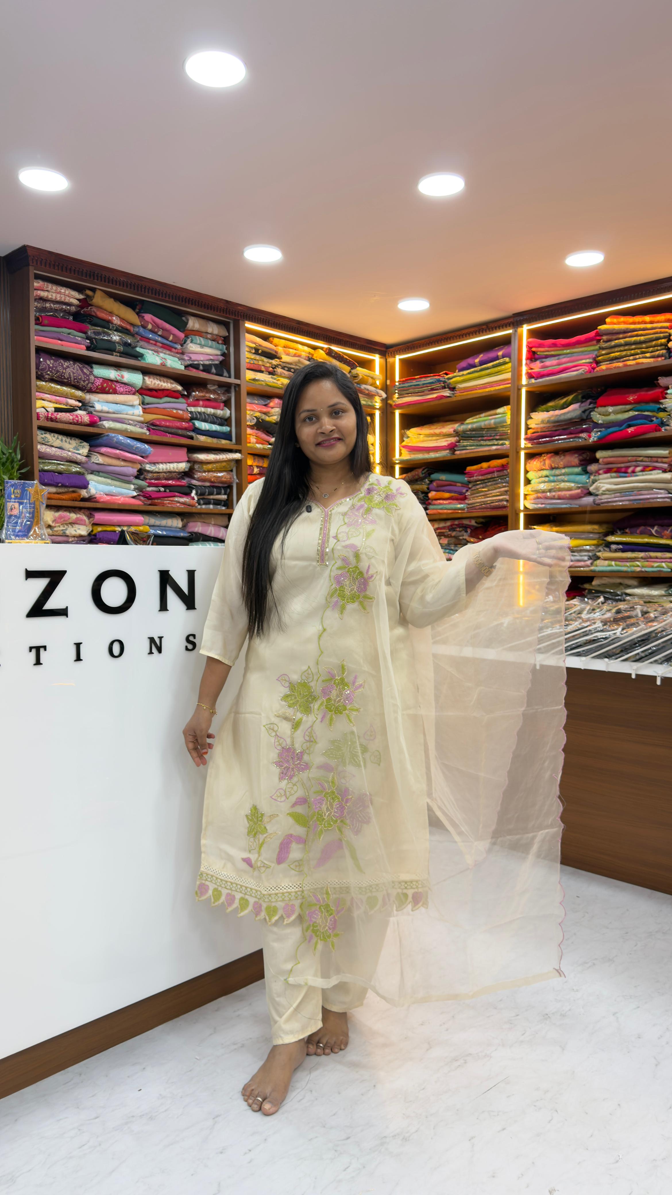 Party wear dress with scalloped dupatta