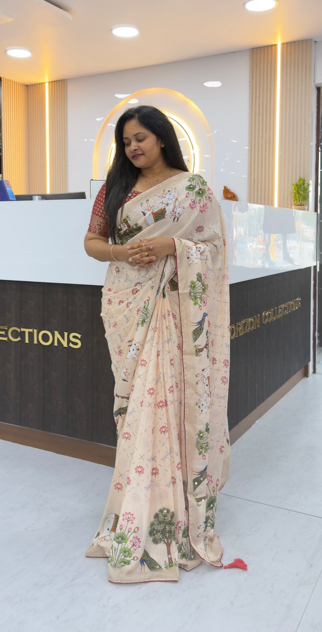 Pre Booking !!! Designer Pichwai Satin crepe sarees Blouse self plain blouse